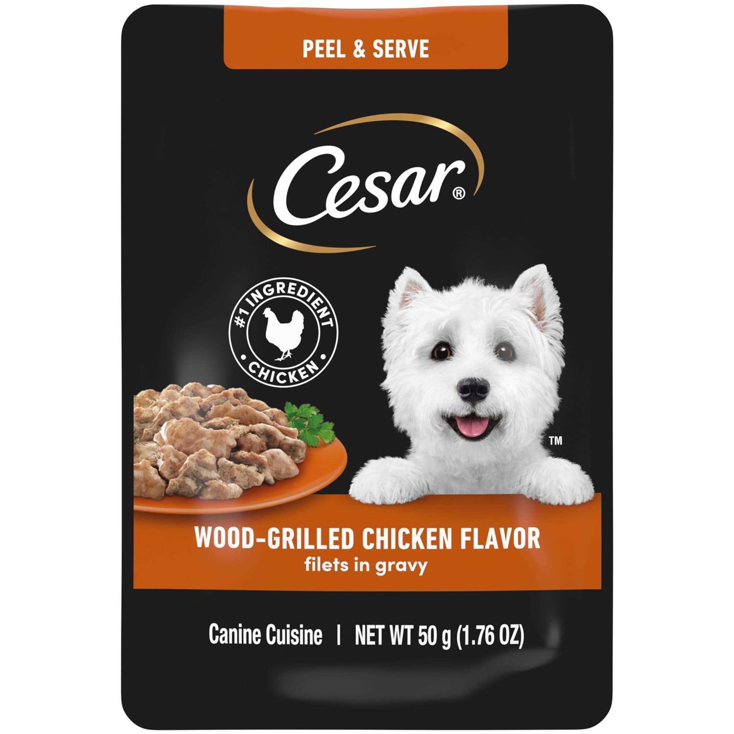 Cesar Filets in Gravy Wet Dog Food Wood-Grilled Chicken Flavor - Healthber