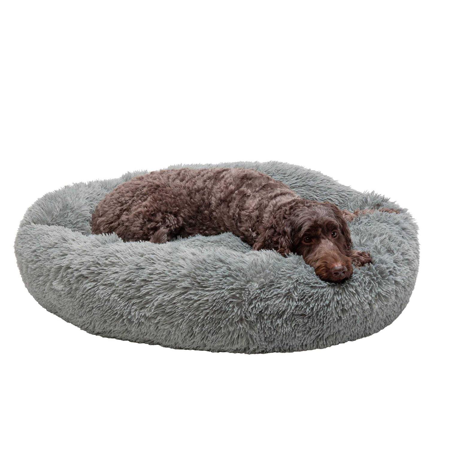 FurHaven Calming Cuddler Long Fur Donut Dog Bed - Healthber