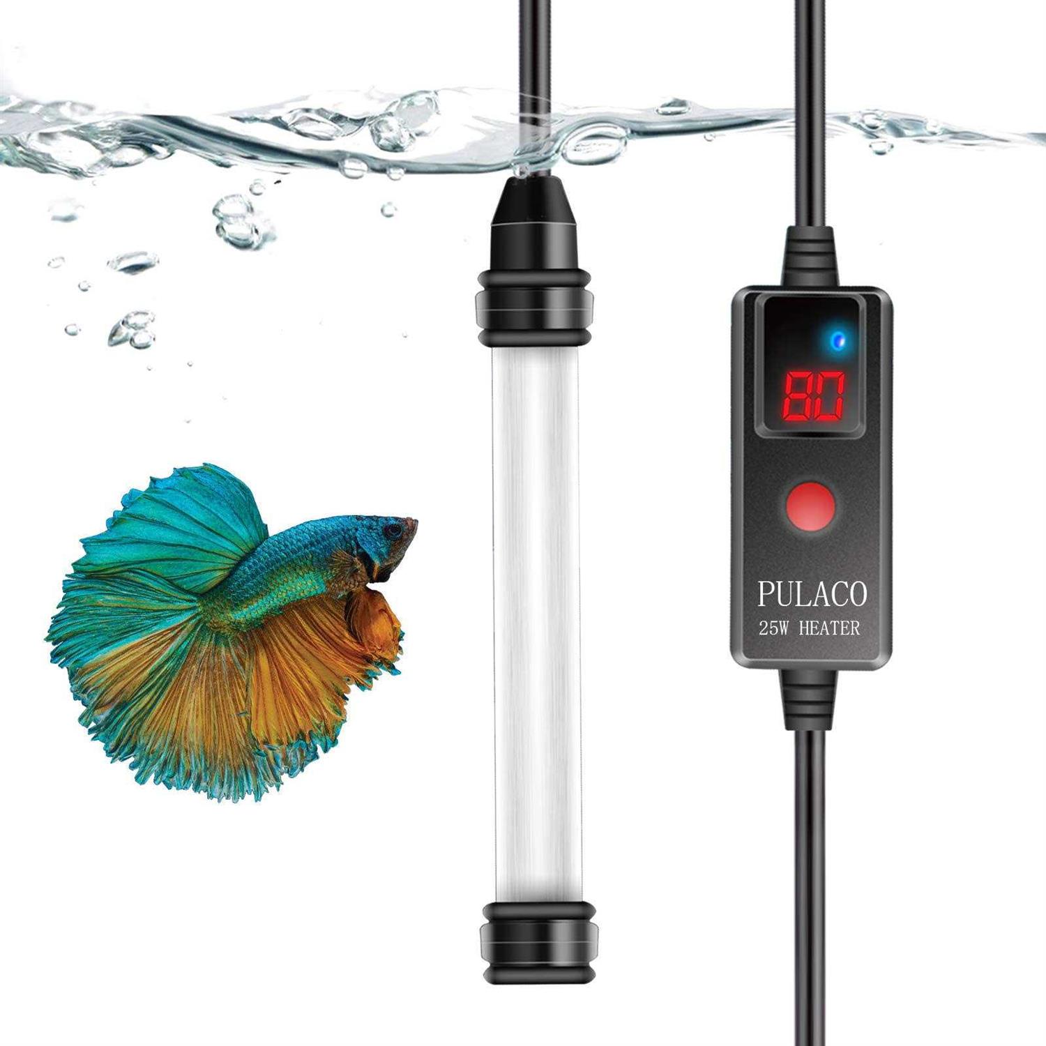 PULACO 50W Mini Aquarium Heater with External Controller & LED Temperature Display - Healthber