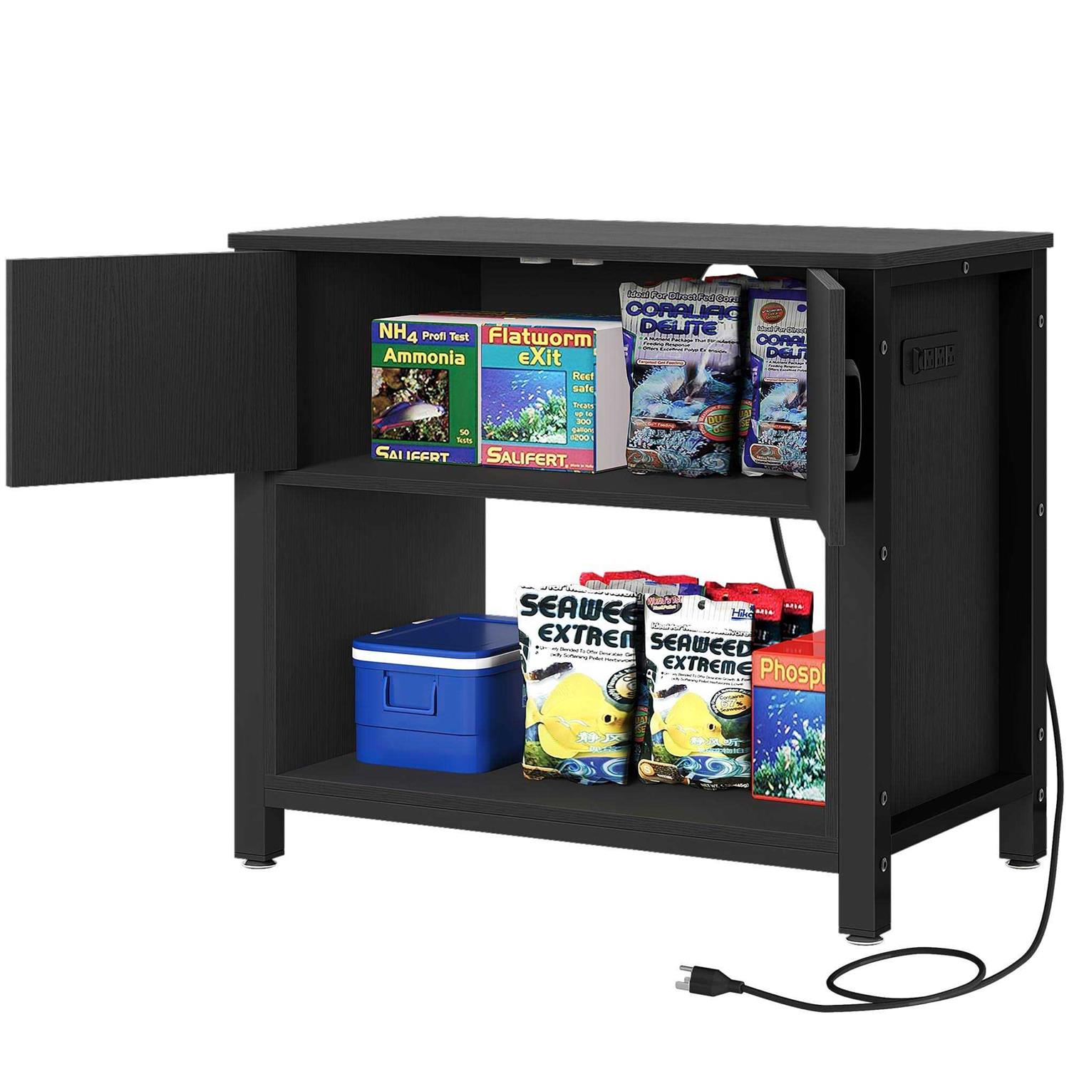 DWVO Heavy Duty Metal Aquarium Stand with Power Outlets Cabinet for Fish Tank Accessories Storage - Healthber