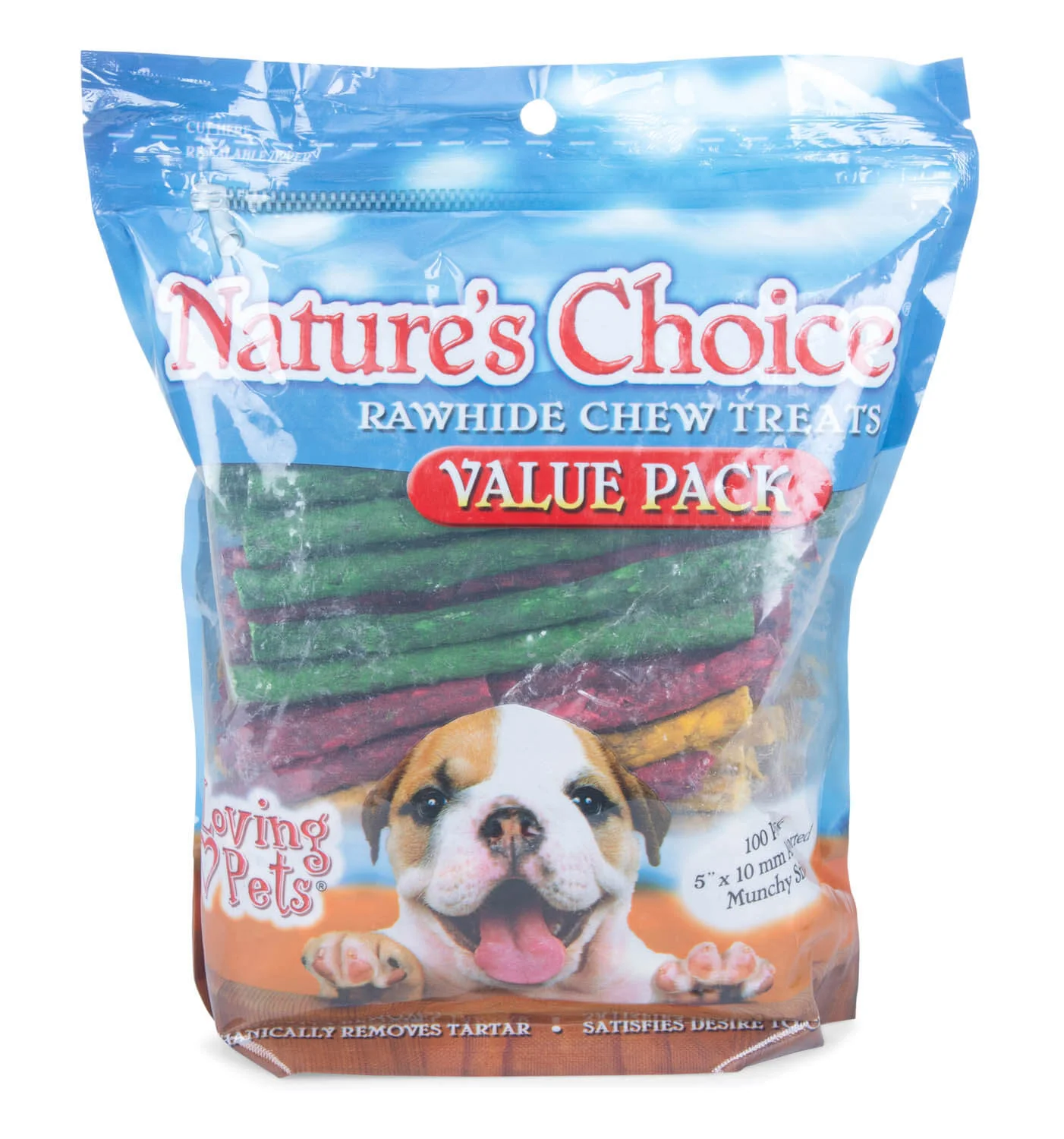 Nature's Choice Rawhide Munchy Stick, Assorted Colors, 100 pk - Healthber