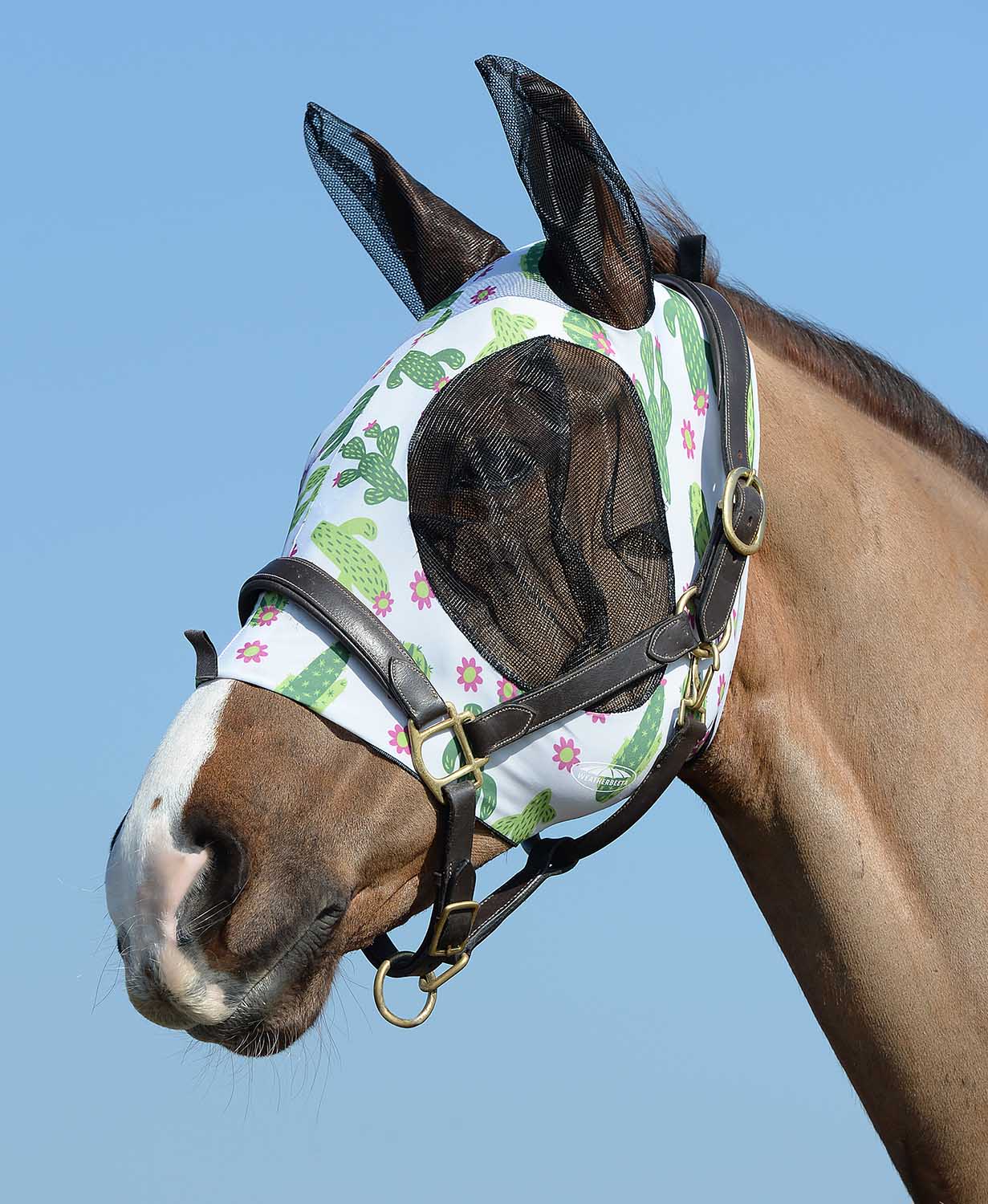 Weatherbeeta Stretch Bug Eye Saver Horse Fly Mask with Ears, Cactus - Healthber