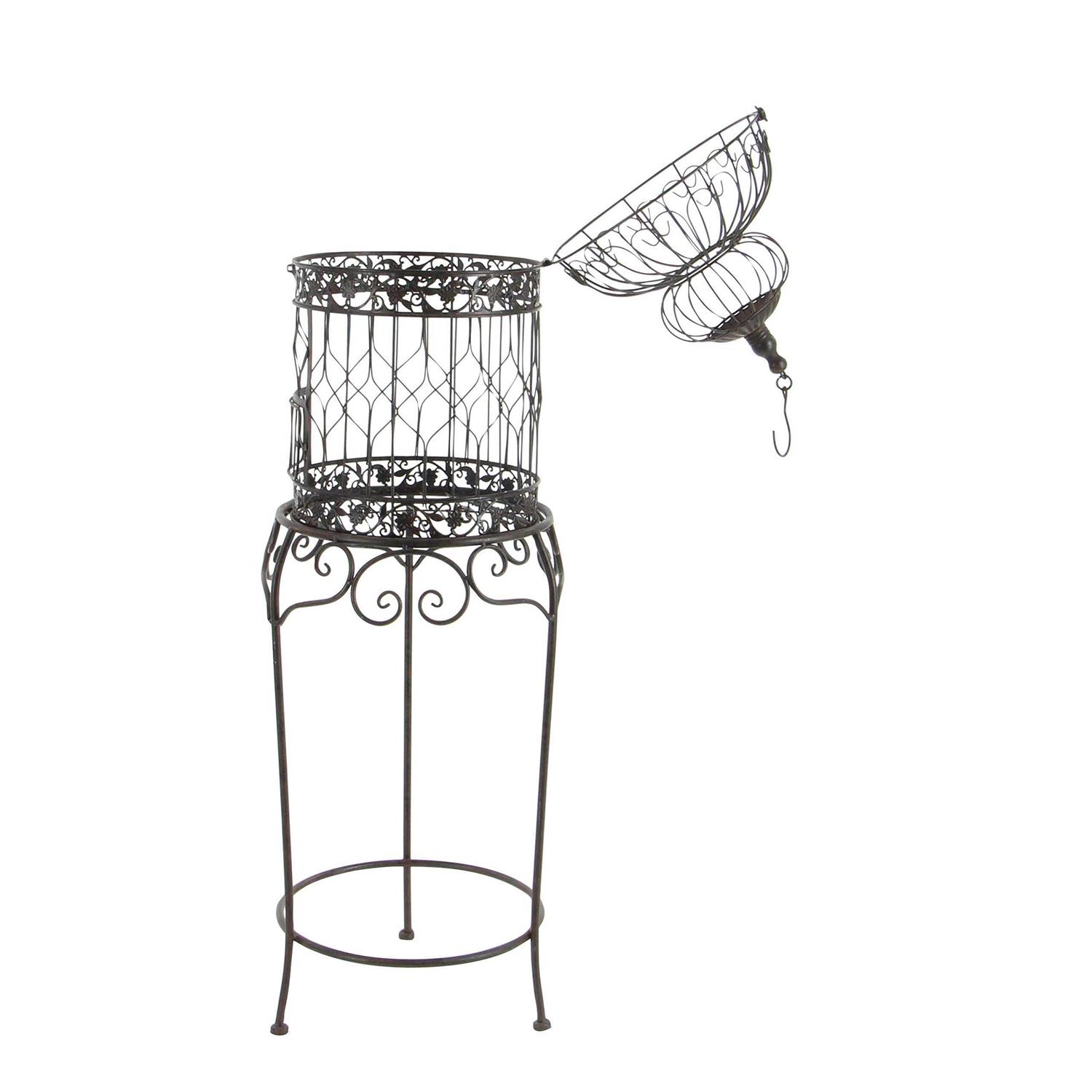 DecMode Black Metal Indoor Outdoor On Removable Stand Birdcage with Latch Lock Closure and Top Hook - Healthber