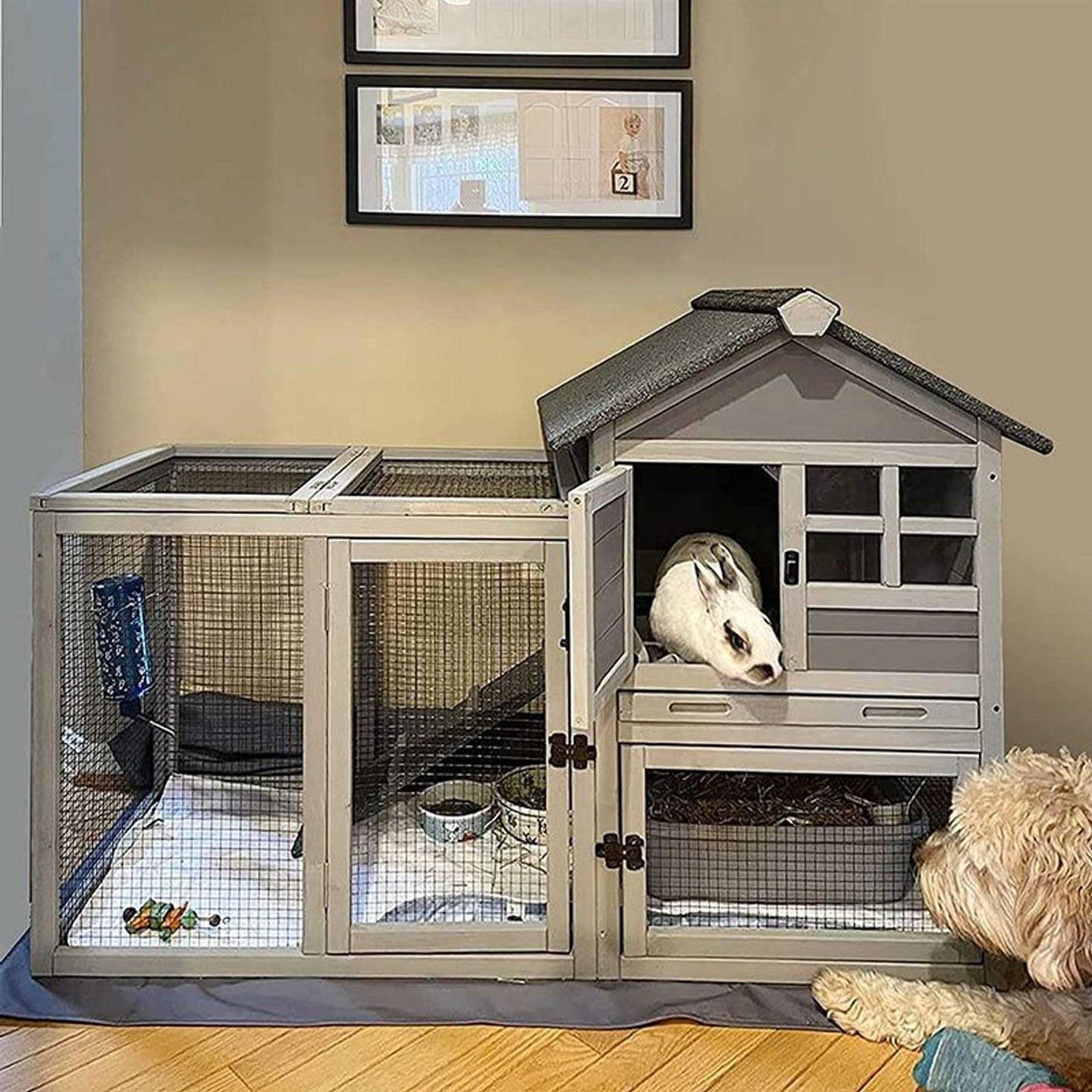 Aivituvin 2 Story Big Bunny Cage with No Leak Tray XZ7002 - Healthber
