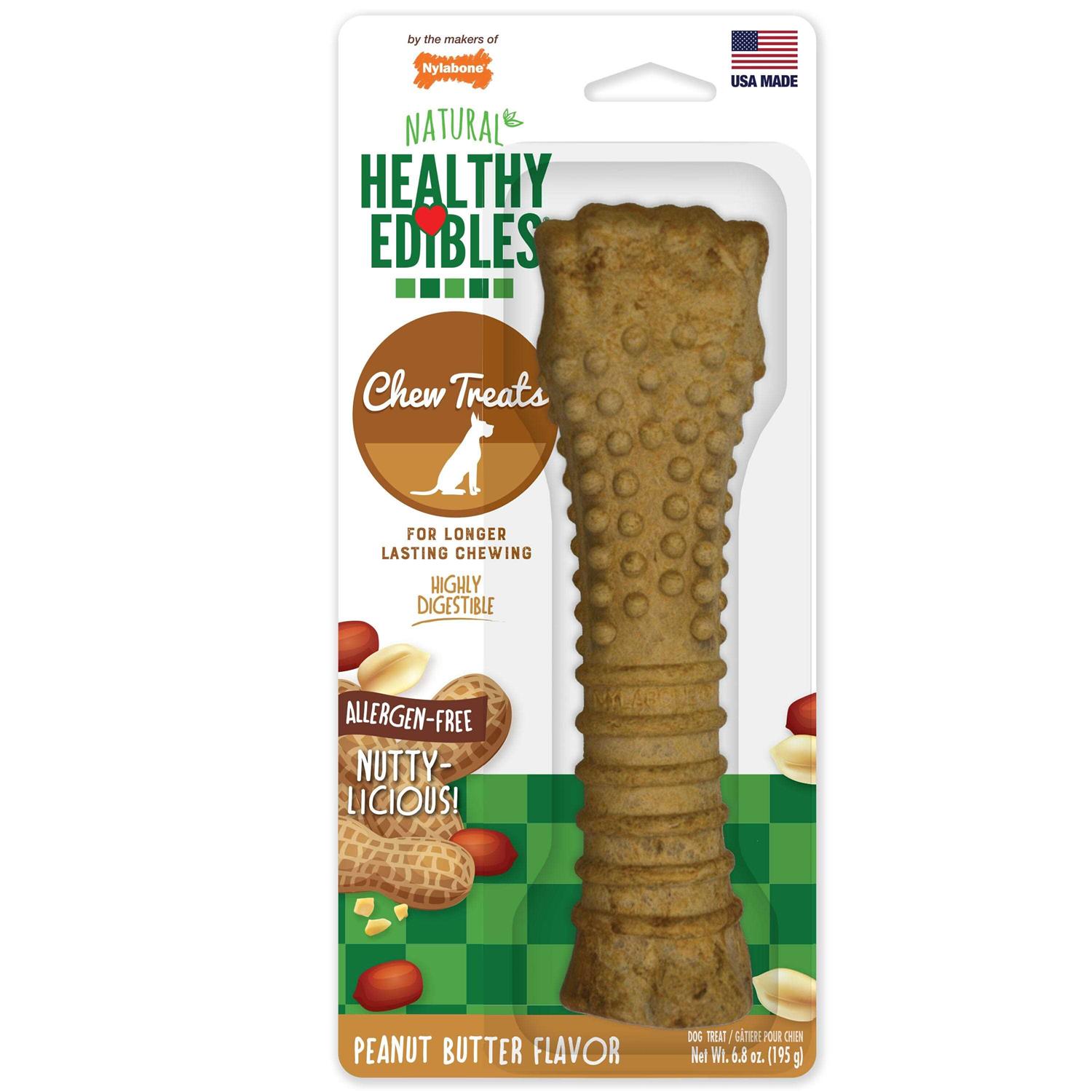 Nylabone Natural Healthy Edibles Peanut Butter Flavor Chew Treats - Healthber