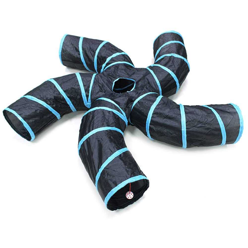 Bemodst Cat Tunnel for Indoor Cats, 2 Way/3 Way/4 Way/5 Way Cat Tubes and Tunnels Collapsible S-shape Small Animal Tubes Kitty Tunnels Interactive - Healthber