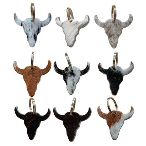 Showman Cowhide Steer Head Keychain, Assorted - Healthber
