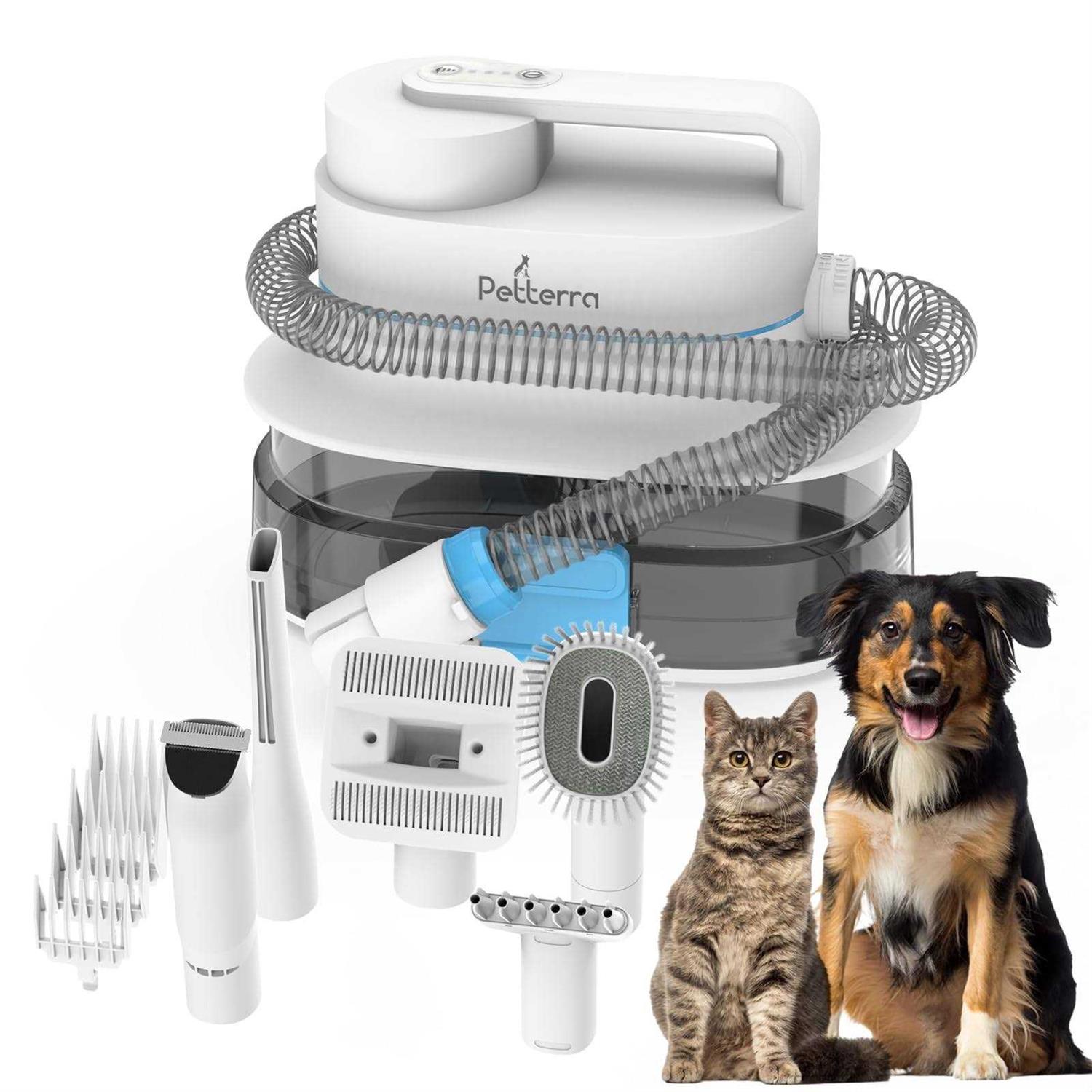 Pet Terra 3-in-1 Grooming Kit Vacuum Suction 99% Dryer & Professional Pet Grooming Clipper. 6 Grooming Tools for Shedding & Drying Pet Hair. 4L Dust - Healthber