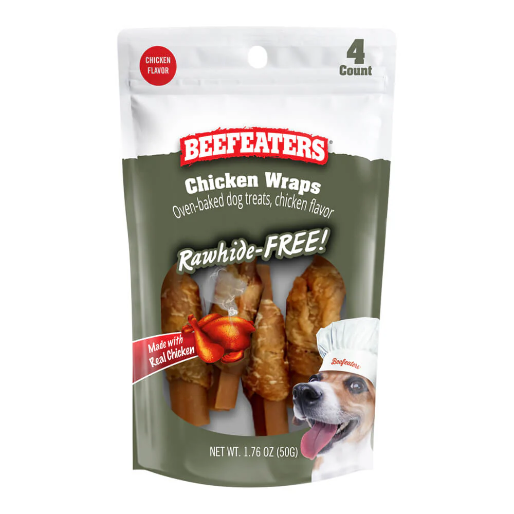 Beefeaters Chicken Wraps, Rawhide Free, 4 ct, Case of 12 - Healthber