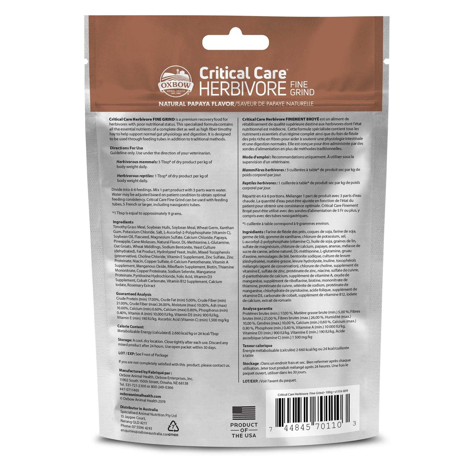 Oxbow Critical Care Fine Grind - Healthber