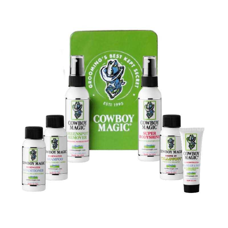 cowboy Magic Shampoo, conditioner, Detangler Shine, Super Bodyshine, and greenspot Remover Sampler Kit - Healthber