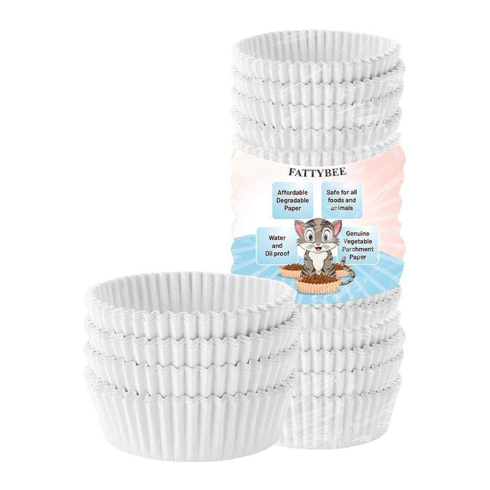 Fatty Bee FattyBee 200 Pcs Pets White Disposable Feeding Bowls Liner Disposable Pet Bowls - Healthber