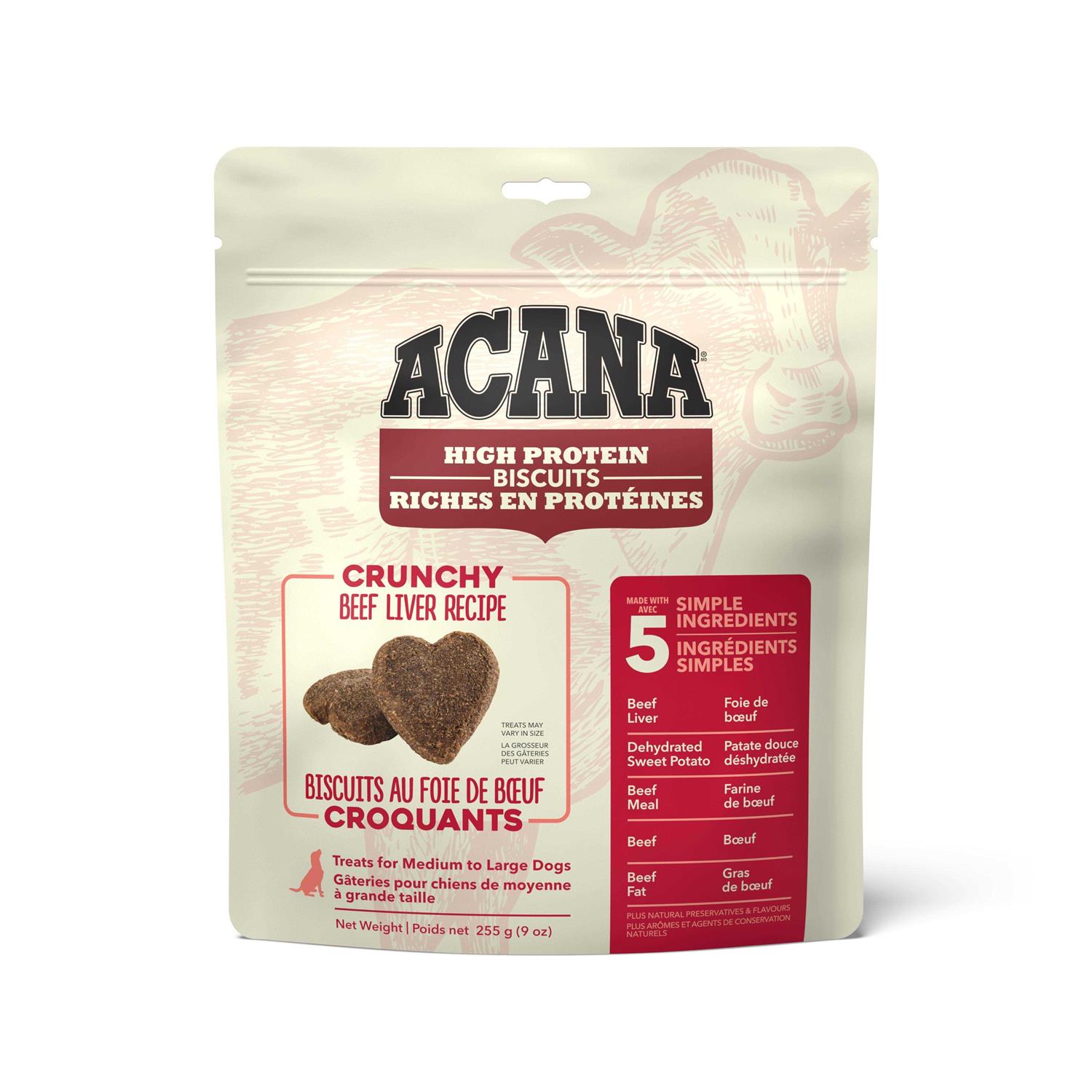 Acana Crunchy Biscuits High-Protein Beef Liver Recipe Dog Treats - Healthber