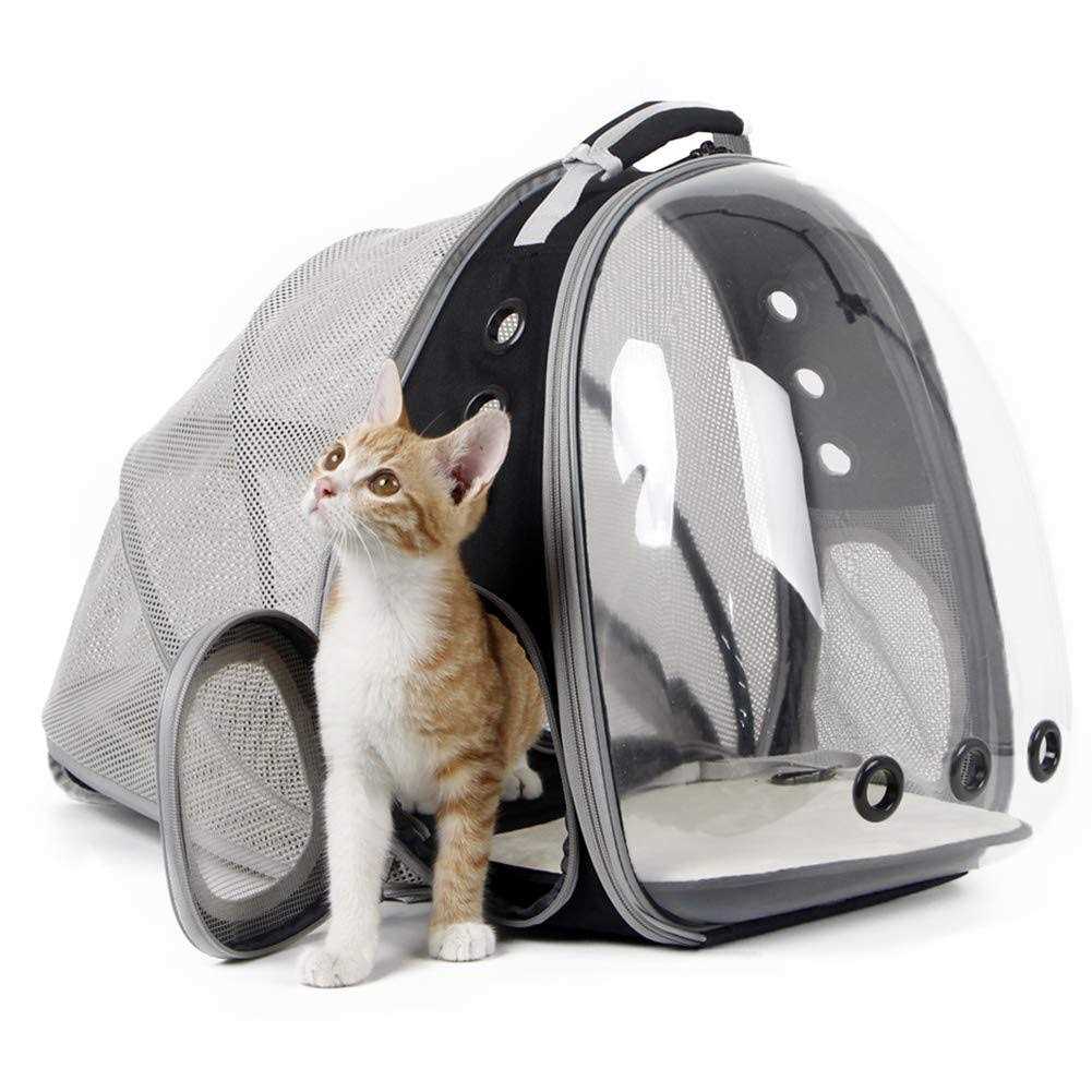 halinfer Front Expandable Cat Backpack Carrier, Fit up to 20 lbs, Space Capsule Bubble Window Pet Carrier Backpack for Large Fat Cat and Small Puppy - Healthber