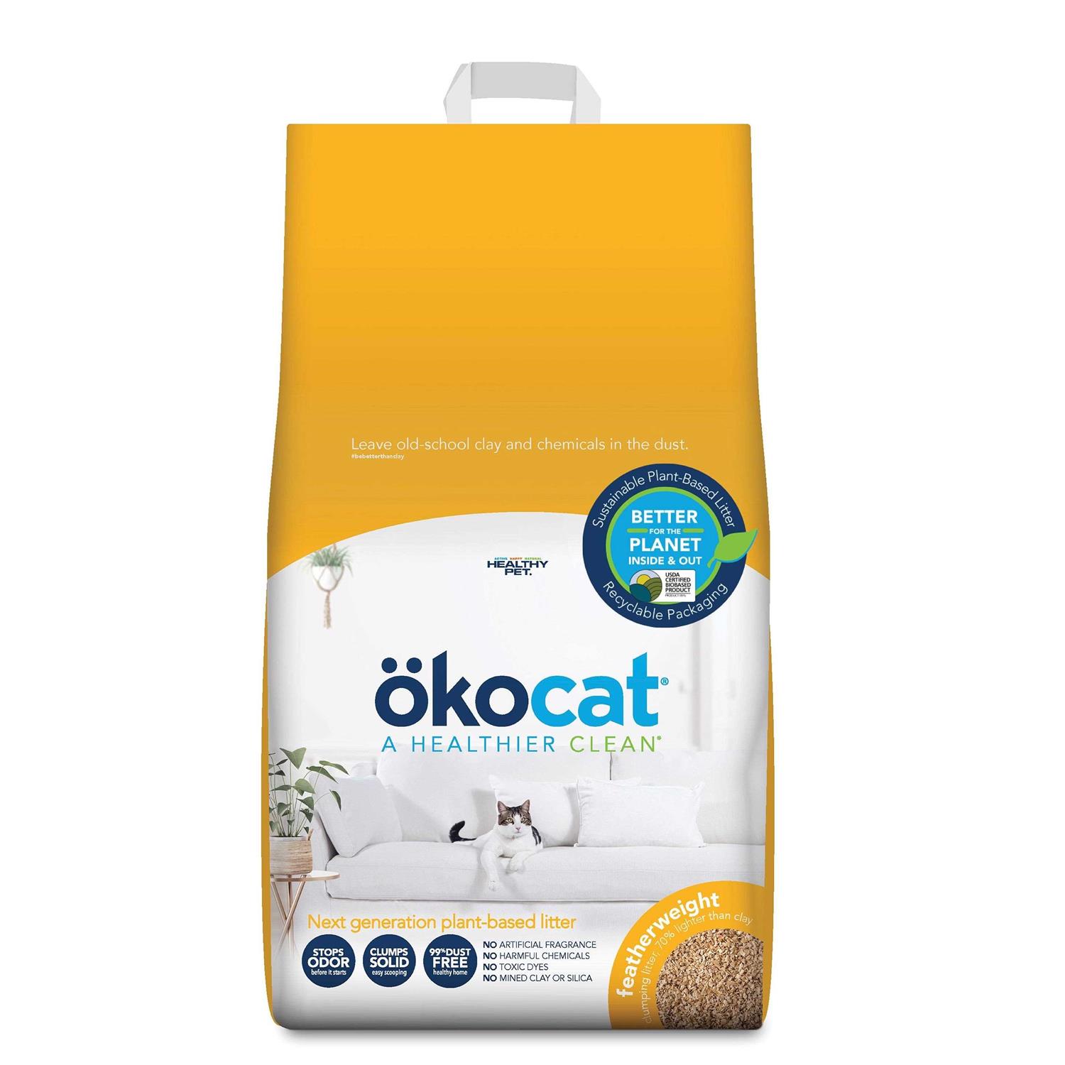 Okocat Featherweight Clumping Wood Cat Litter - Healthber
