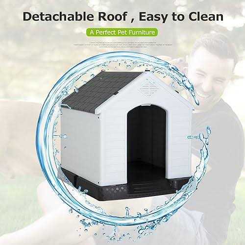 Bestpet Large Dog House Insulated Kennel Durable Plastic Dog House for Small Medium Large Dogs Indoor Outdoor Weather & Water Resistant Pet - Healthber