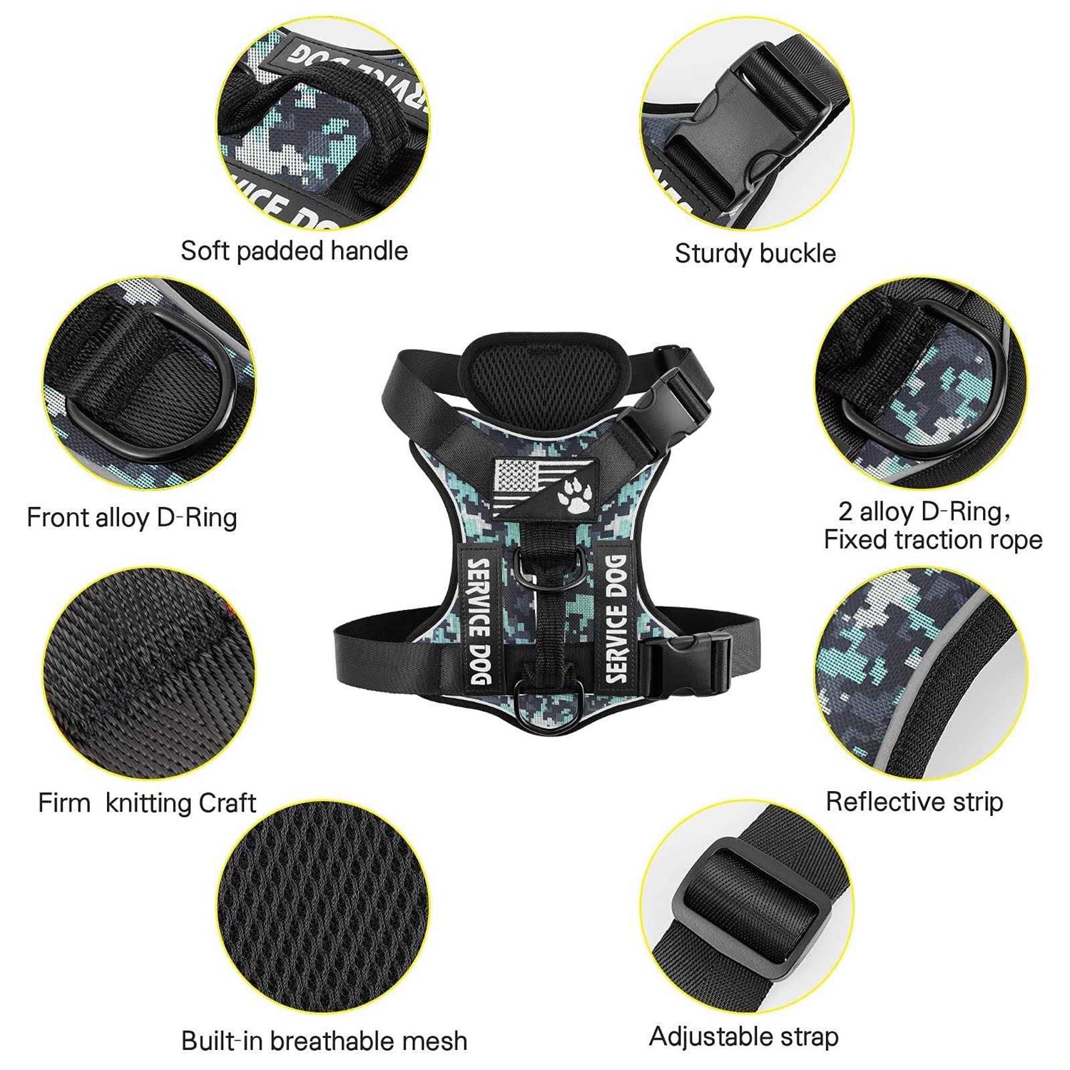 Demigreat Service Dog Harness Reflective Dog Vest Harness with 5 PCS Patches - Healthber