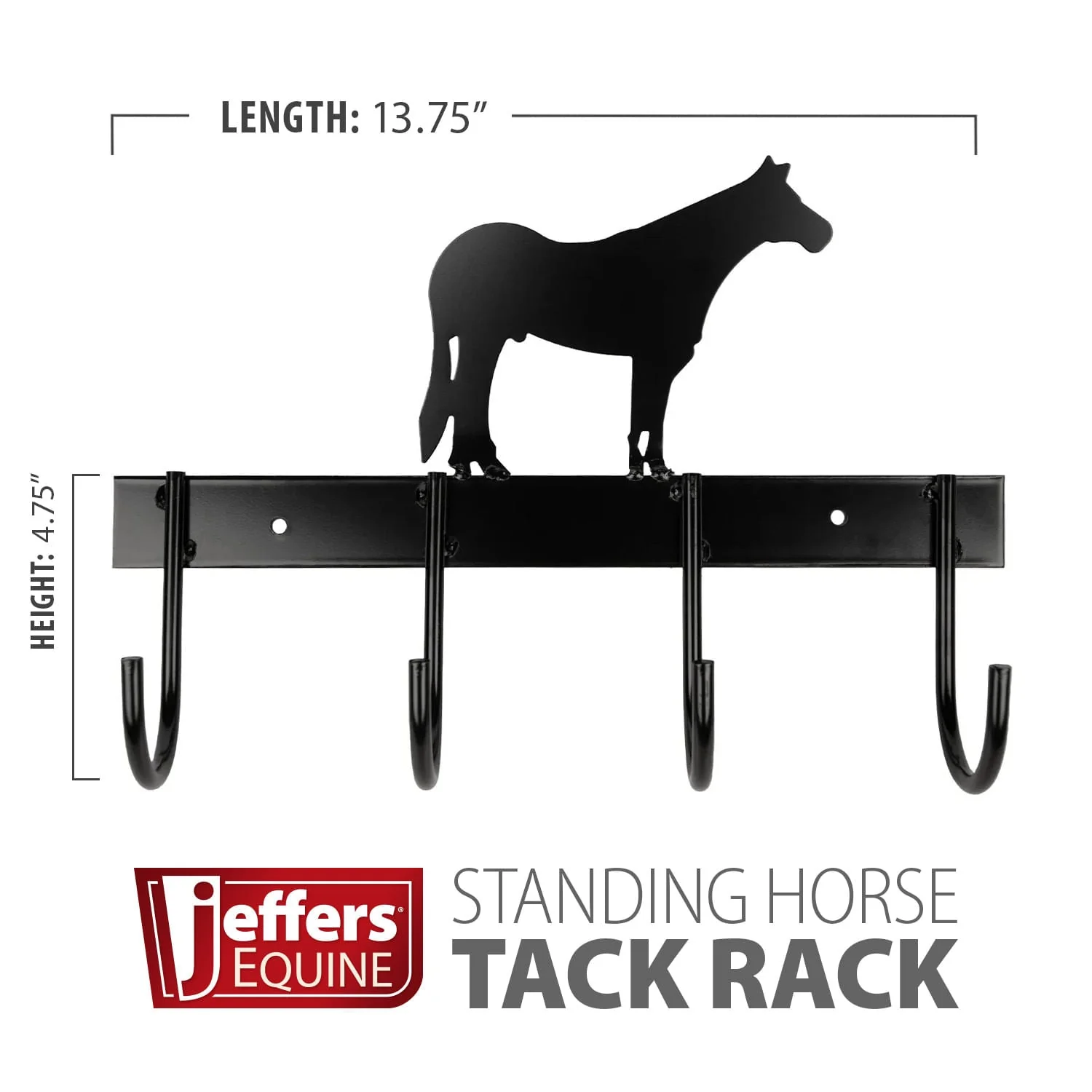 Wall Mount 4-Hook Horse Tack Rack, Barrel Racer or Horse Silhouette - Healthber