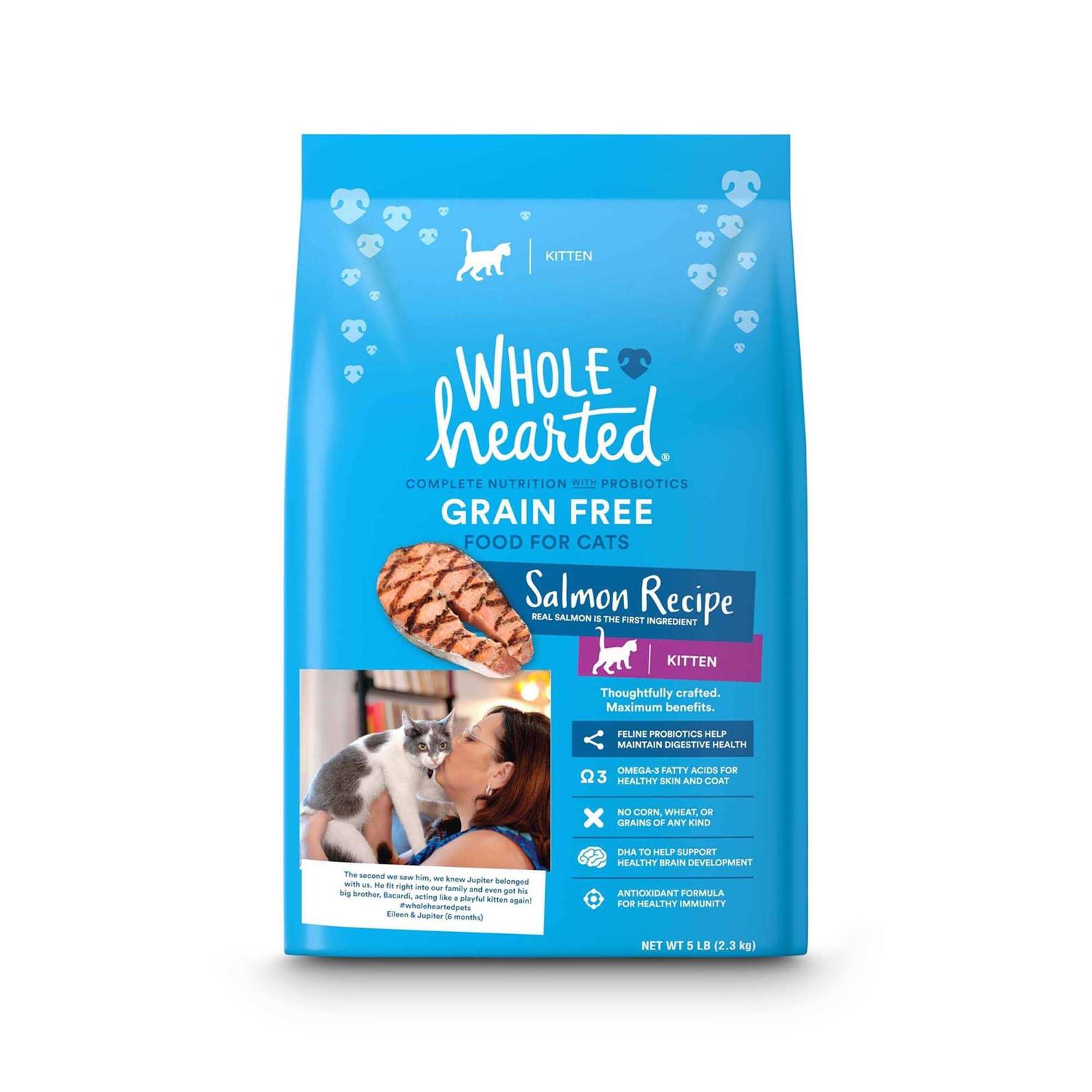 WholeHearted Grain Free Salmon Recipe Dry Kitten Food - Healthber