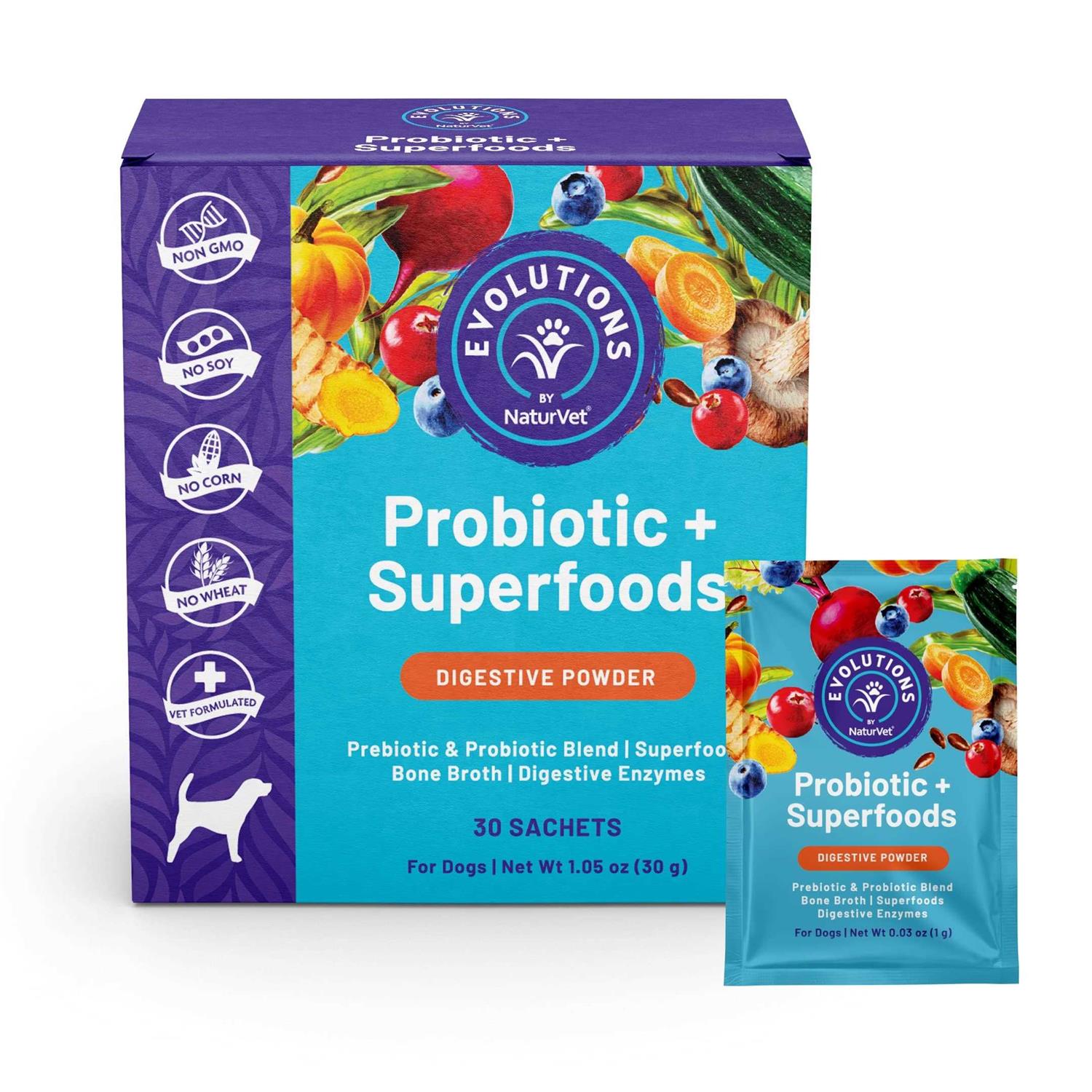 NaturVet Evolutions Probiotic + Superfoods Powder Dog Supplement - Healthber