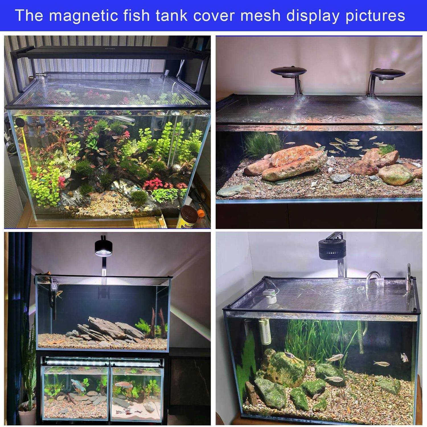NestBasics Magnetic Aquarium Cover lid Fish Tank lid Anti-Jumping net Cover mesh to Protect Fish Jumping Out of Fish Tank - Healthber
