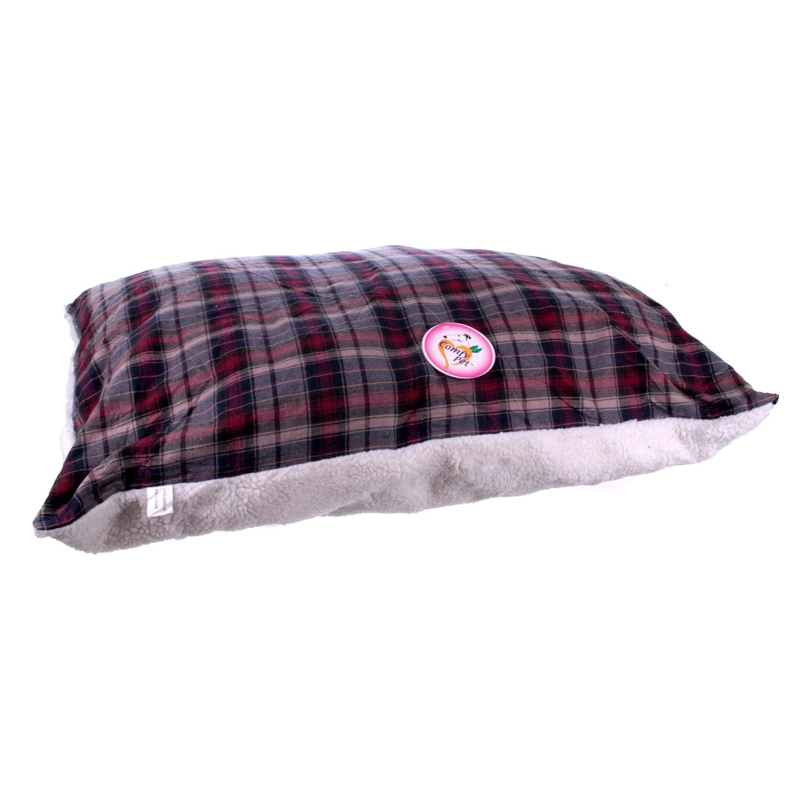 Flannel Sherpa Bed, Burgundy Plaid - Healthber