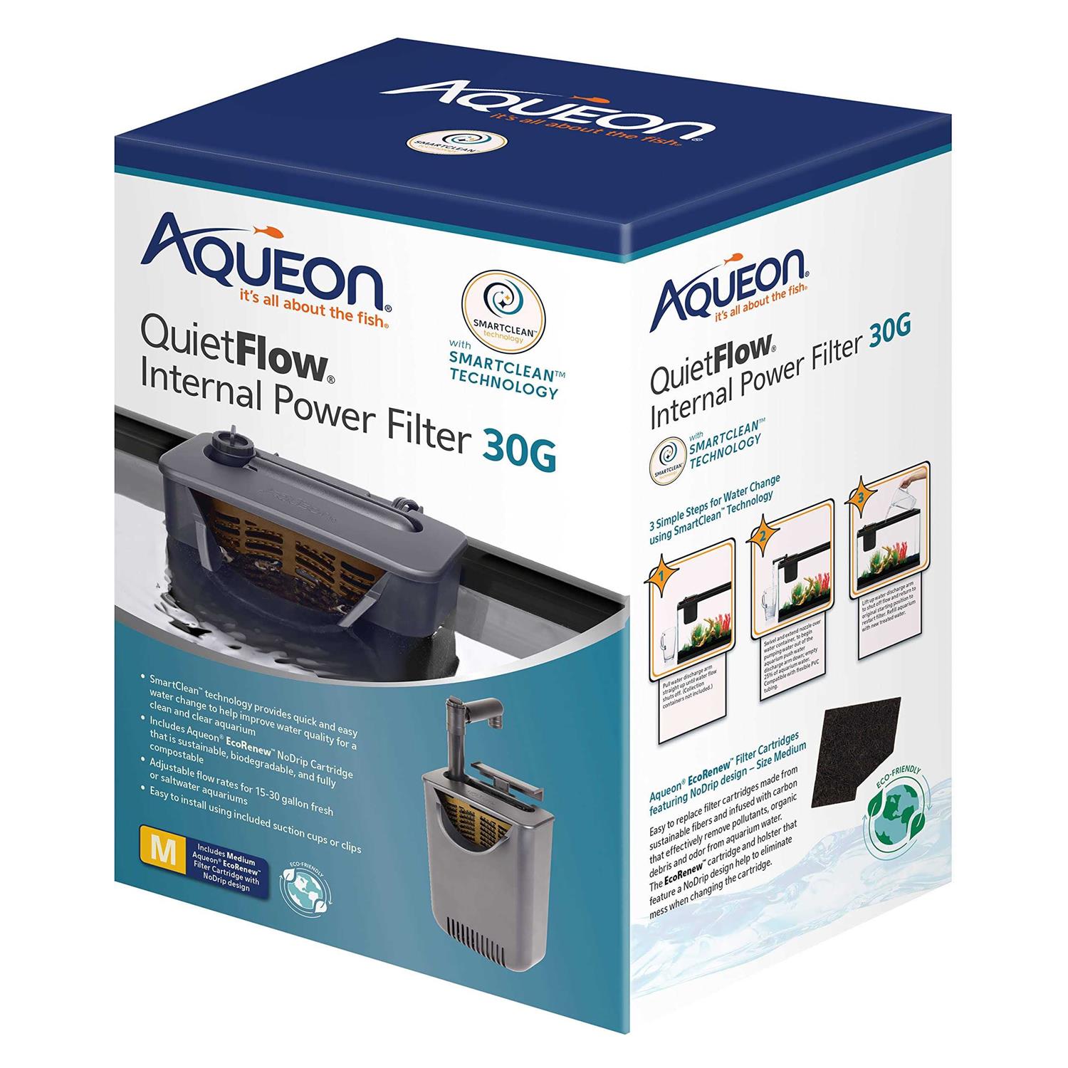 Aqueon QuietFlow SmartClean Internal Power Filter - Healthber