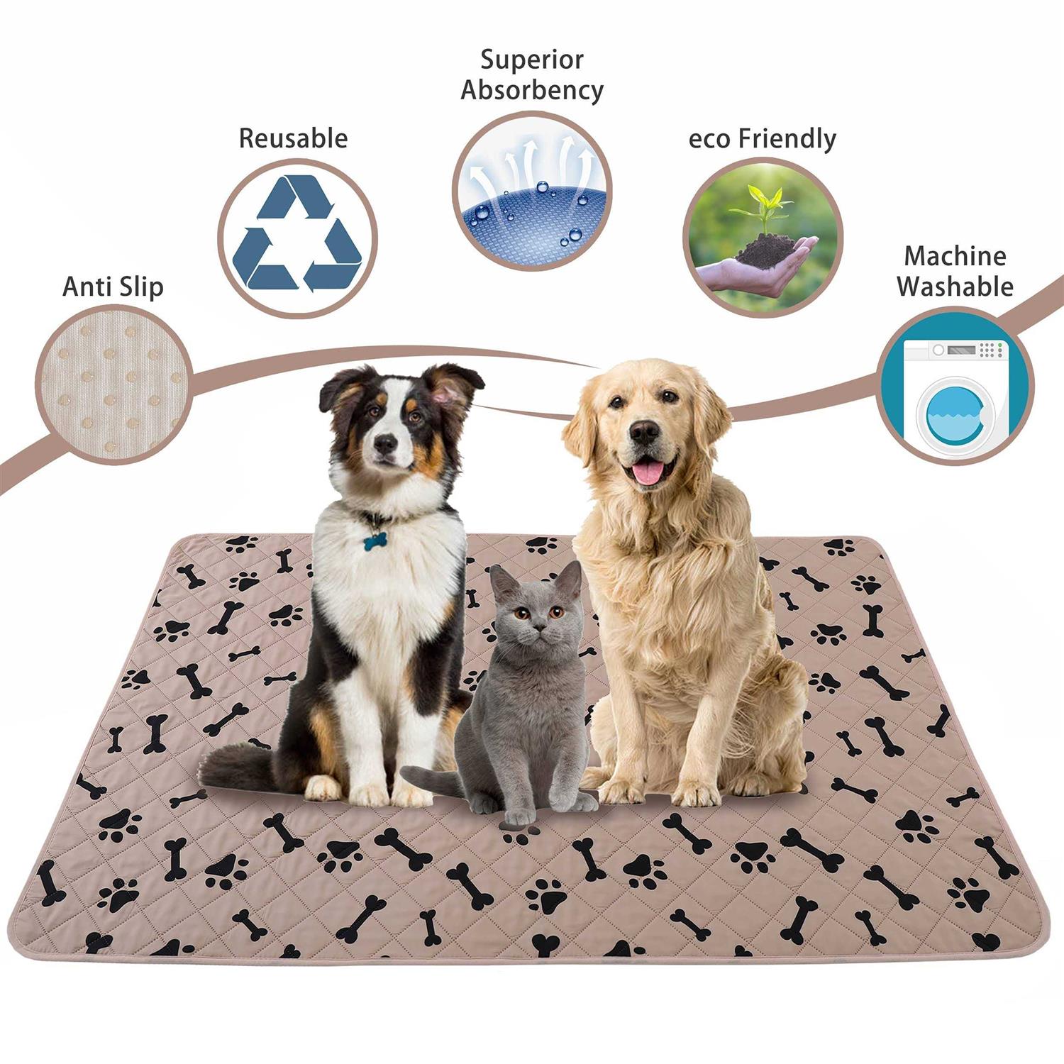 nanbowang Dog Crate Pee Pads Wahable Dog Rugs Non-Slip Puppy Pads for Small Dogs - Healthber