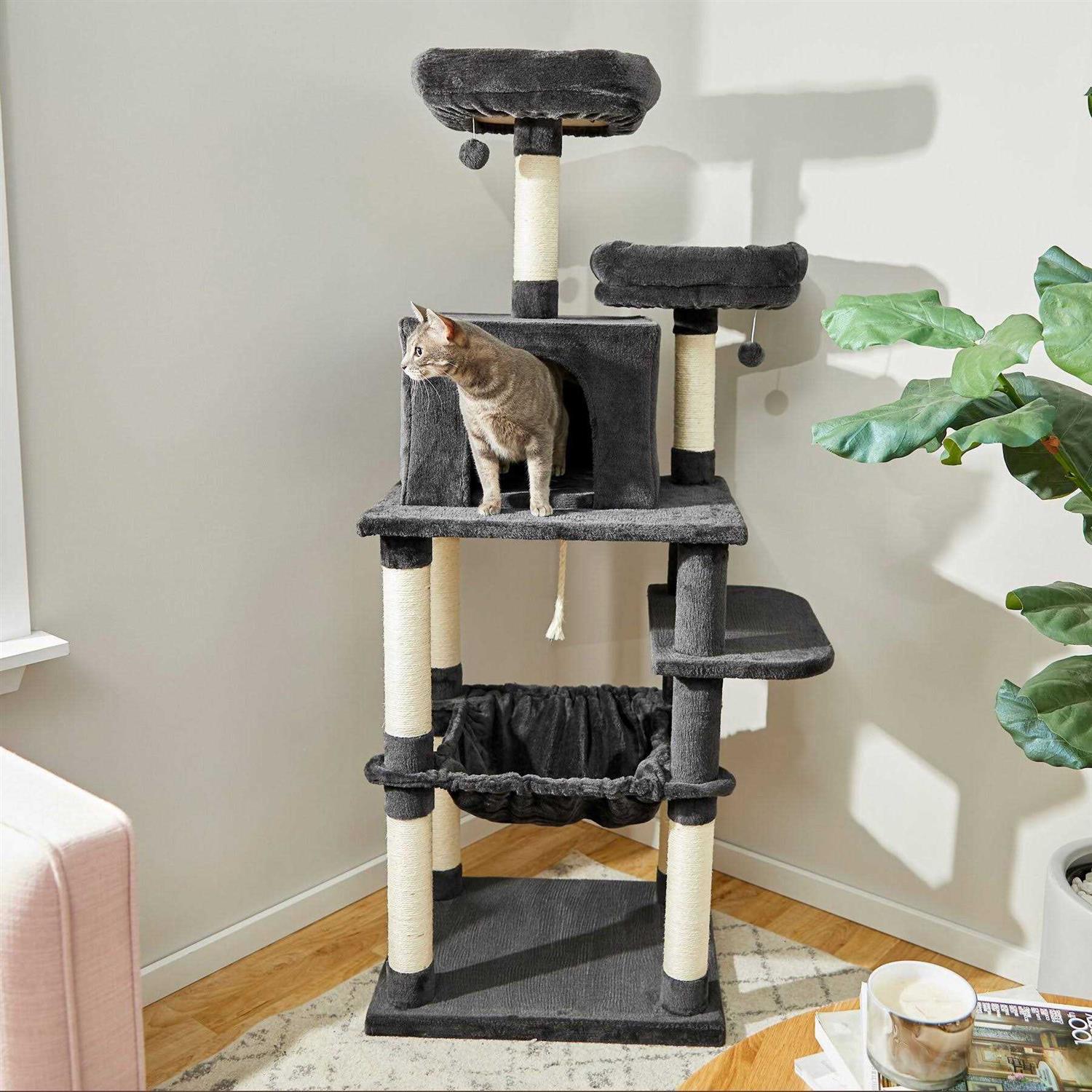 Frisco 64-in Cat Tree with Hammock - Healthber