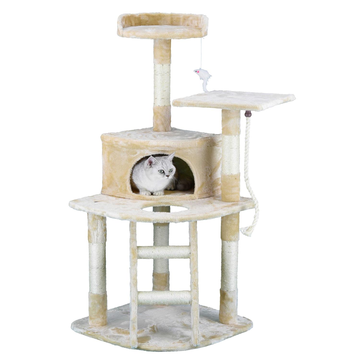 Go Pet Club 49 in. Economical Cat Tree Condo with Sisal Covered Posts - Healthber