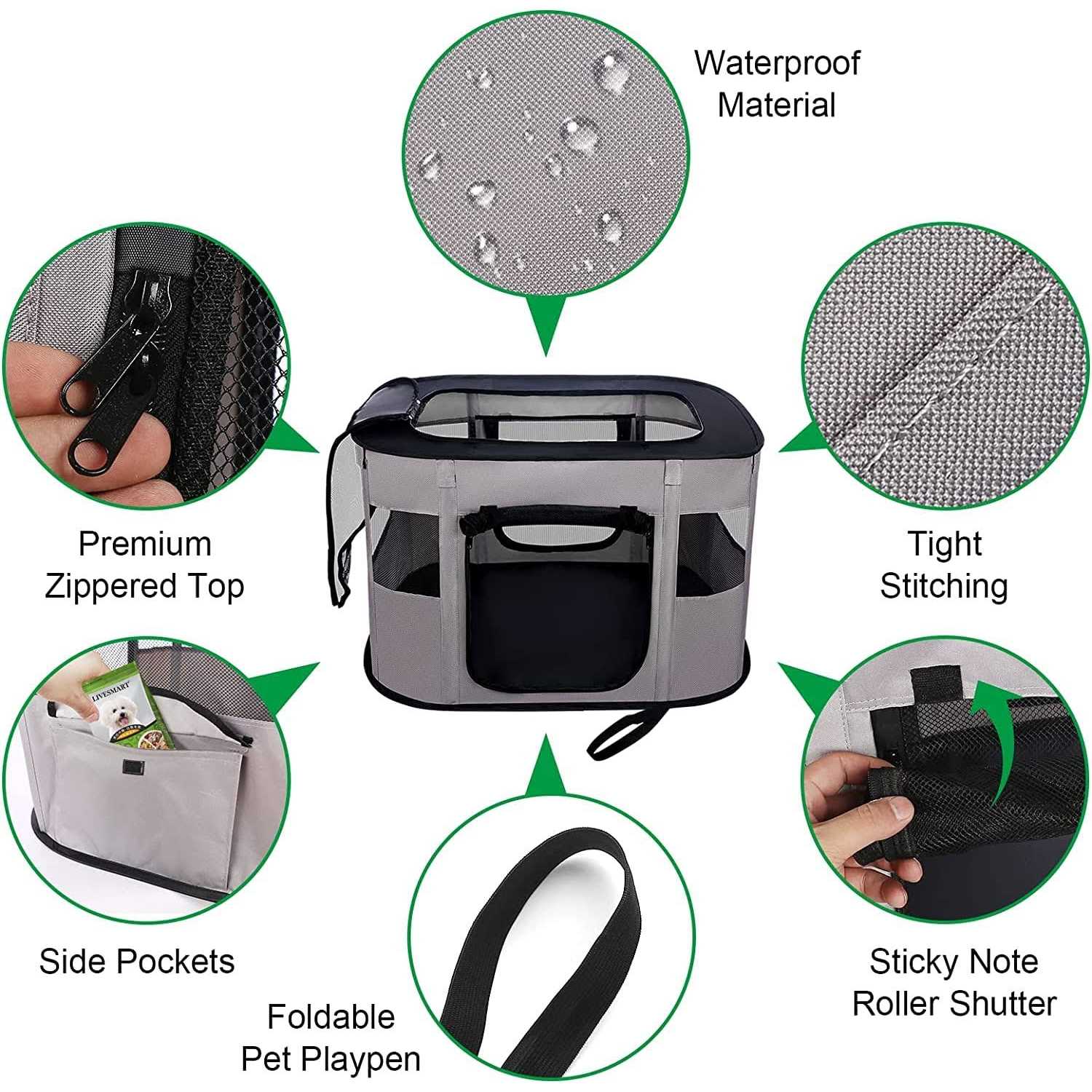 Portable Pet Playpen Collapsible Crates Kennel Playpen for Dog Puppy and Cat Kitten &Travel Playpen Outdoor or Indoor - Healthber
