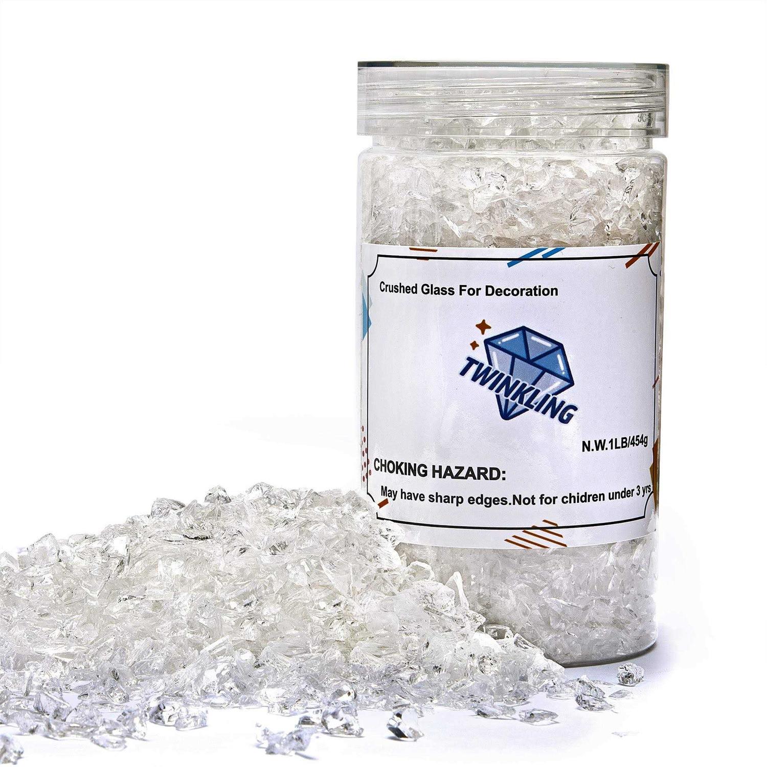 TWINKLING High Luster Fire Glass Gravel Stone Glitter,Broken Glass,Fire Gems Chips,Crushed Glass for Fire Pit Crafts Resin Art Aquarium Garden - Healthber