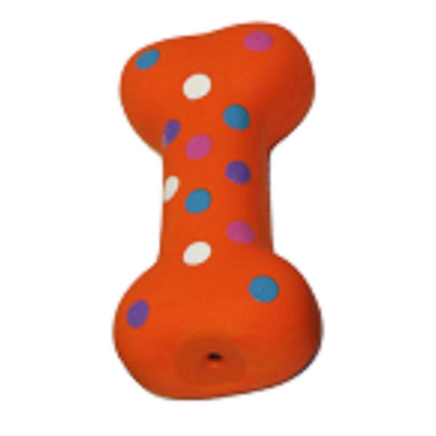 Multipet Small Latex Polka-Dot Bone Dog Toy 4 - Healthber