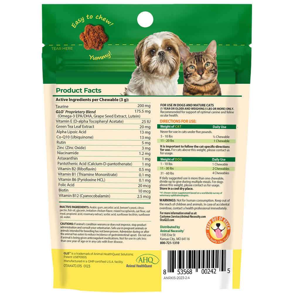 Ocu-GLO Vision Supplement Chewables for Small to Medium Dogs and Cats - Healthber