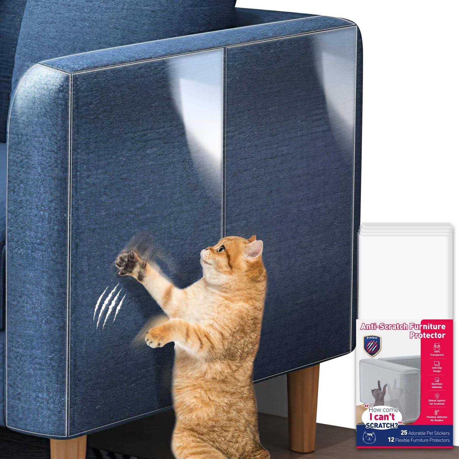 Eosarcu Cat Scratch Furniture Self-Adhesive Single Side Couch Protectors for Cats,Cat Tape Training Couch Corner - Healthber