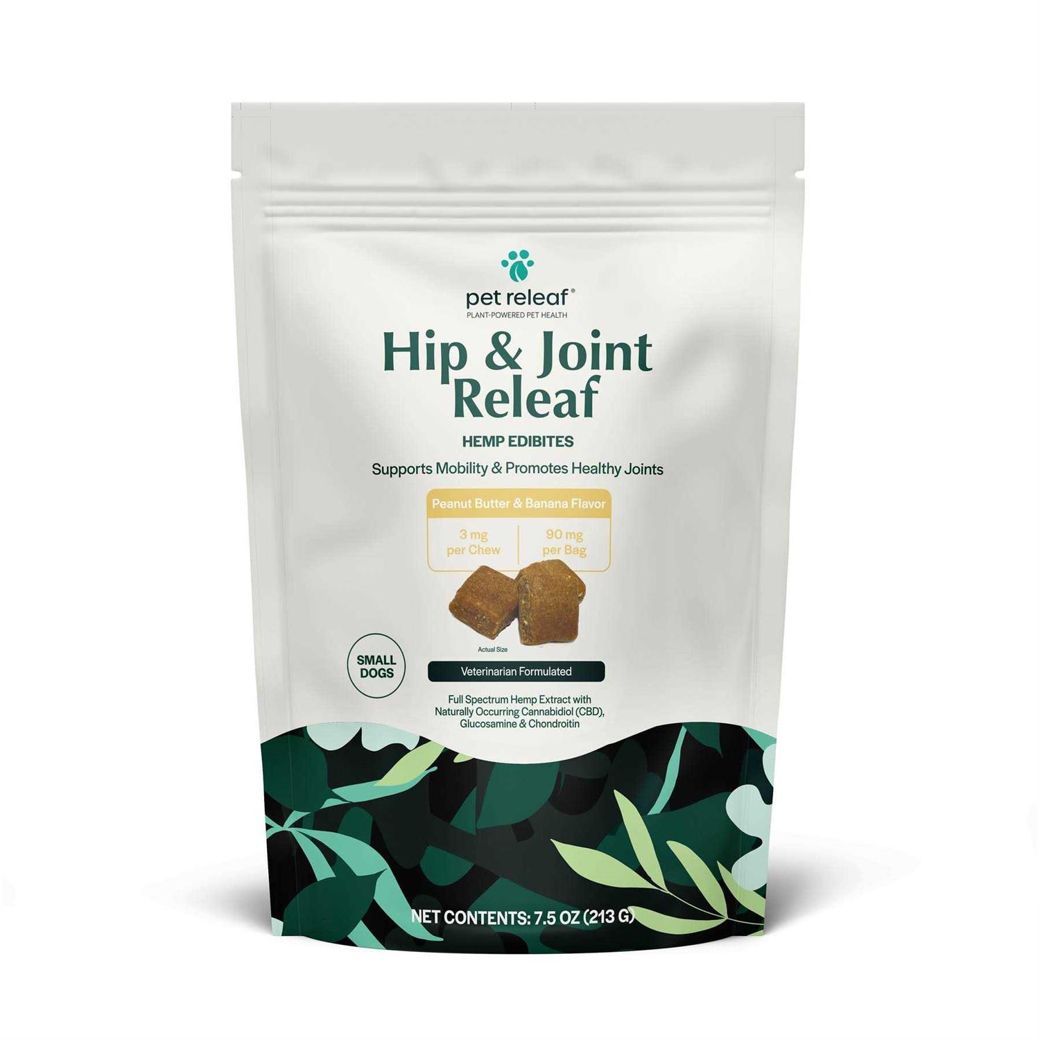 Pet Releaf Hip & Joint Releaf Peanut Butter & Banana Flavor Edibites for Small Dogs - Healthber