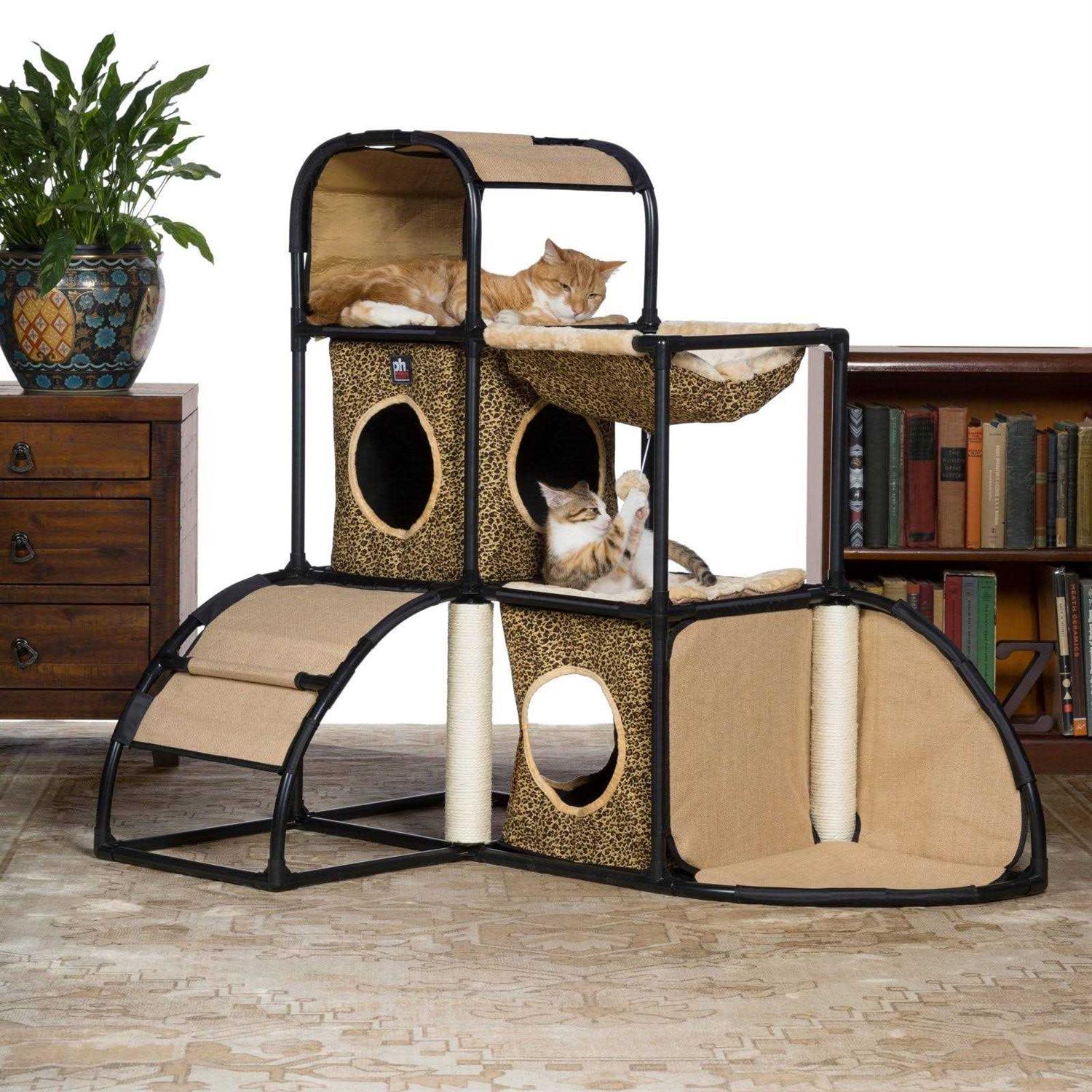 Prevue Pet Products Catville Leopard Print Townhome - Healthber