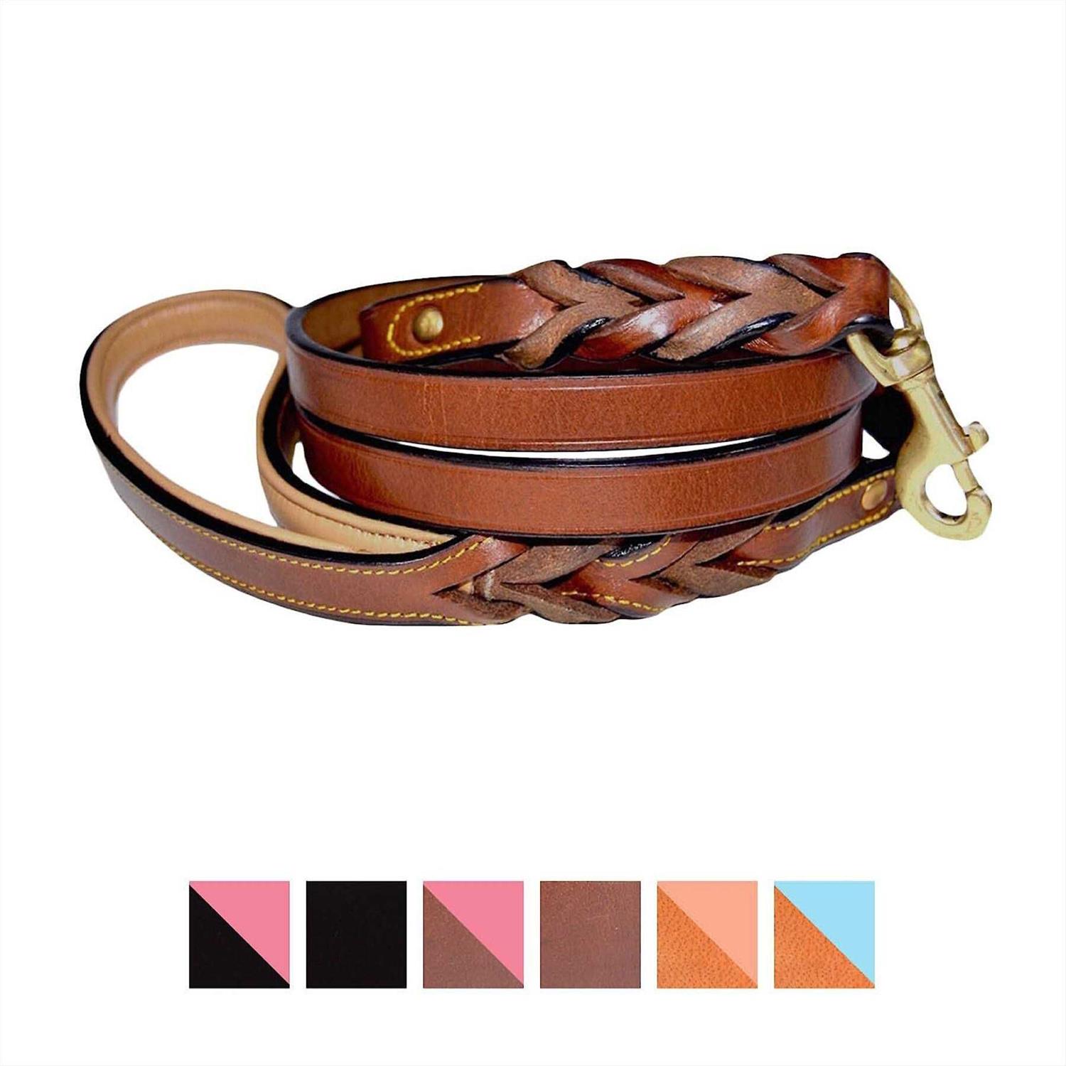 Soft Touch Collars Leather Braided Dog Leash - Healthber