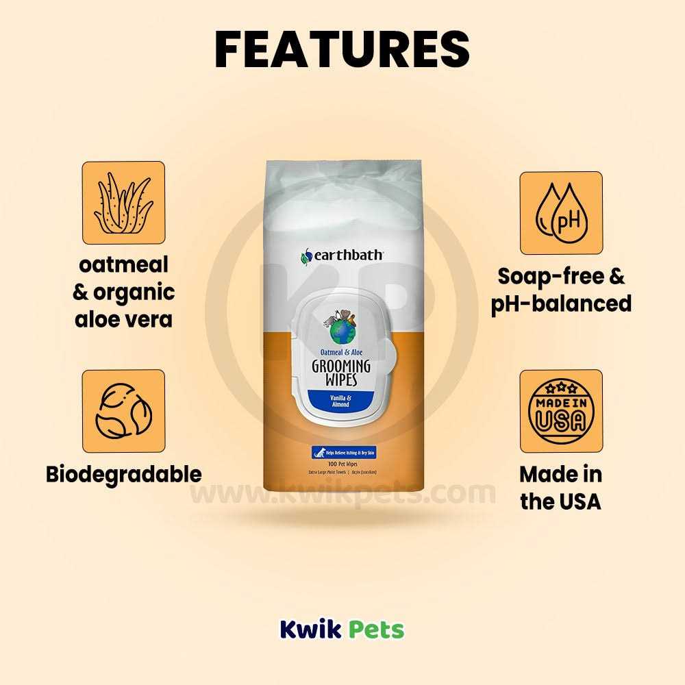 Earthbath Oatmeal Aloe Grooming Wipes - Healthber