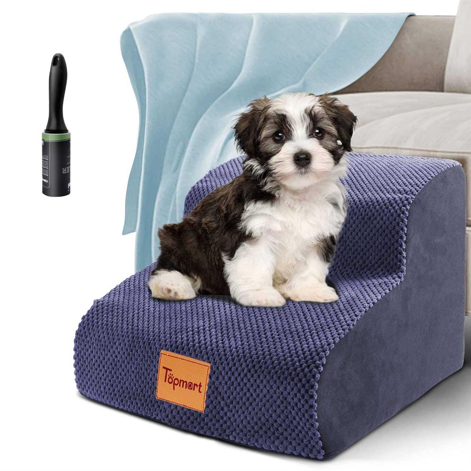 Topmart High Density Foam Dog Ramp&Steps 2 Tiers High,Non-Slip Dog Stairs,Soft Foam Dog Ladder Best for Dogs - Healthber
