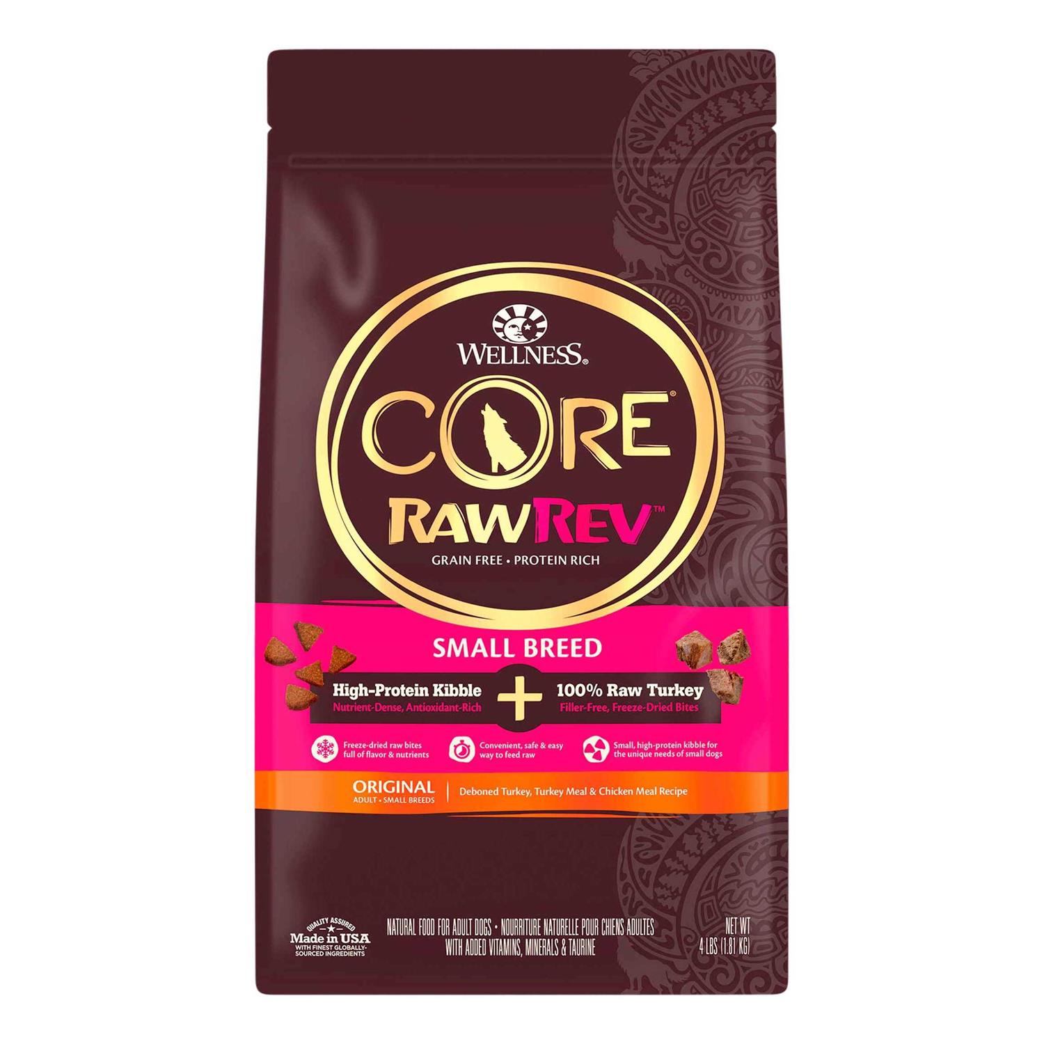 Wellness Core RawRev Natural Grain Free Original Chicken with Freeze Dried Turkey Small Breed Dry Dog Food - Healthber