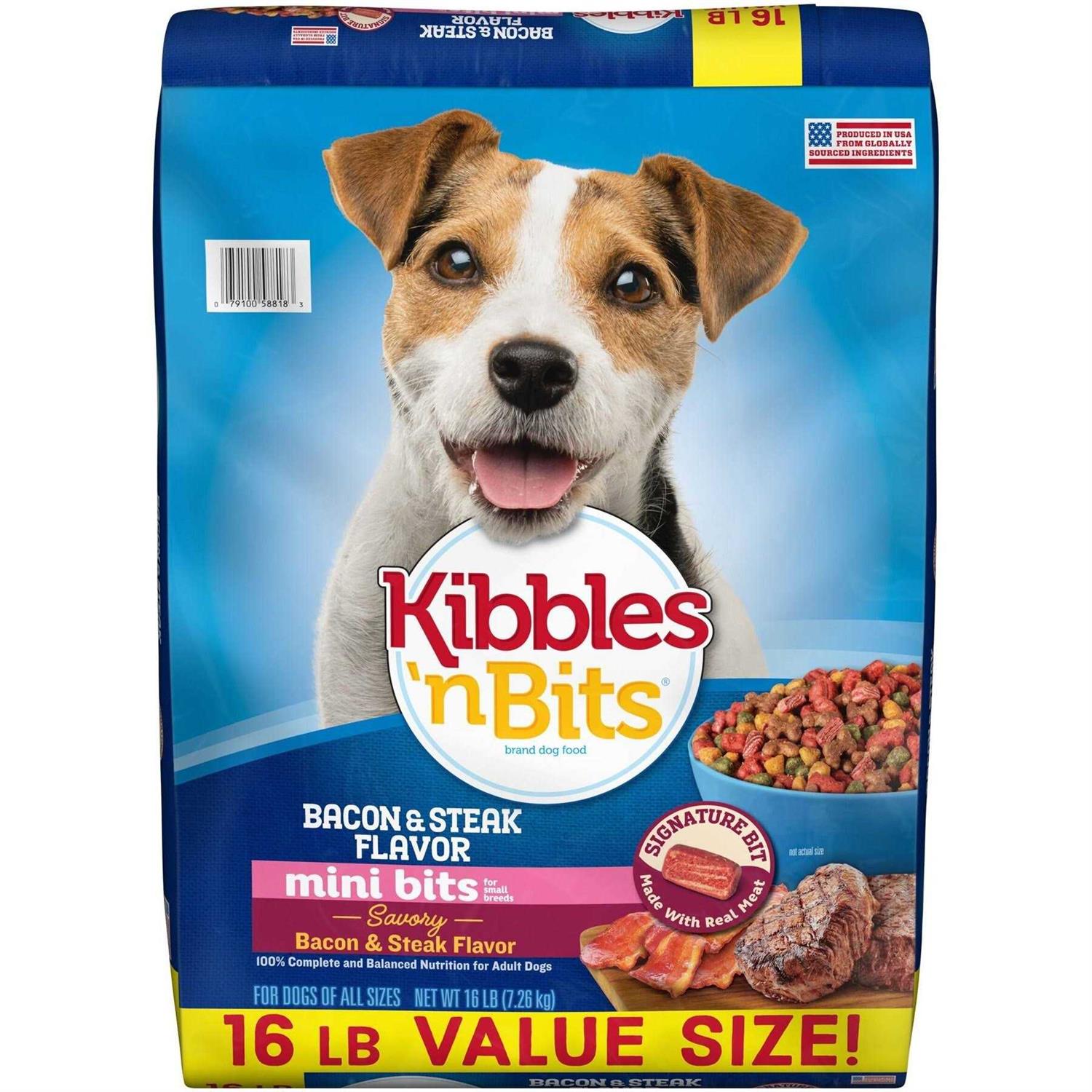Kibbles n Bits Mini Bits Bacon & Steak Flavor Dry Small Breed Dog Food - Healthber