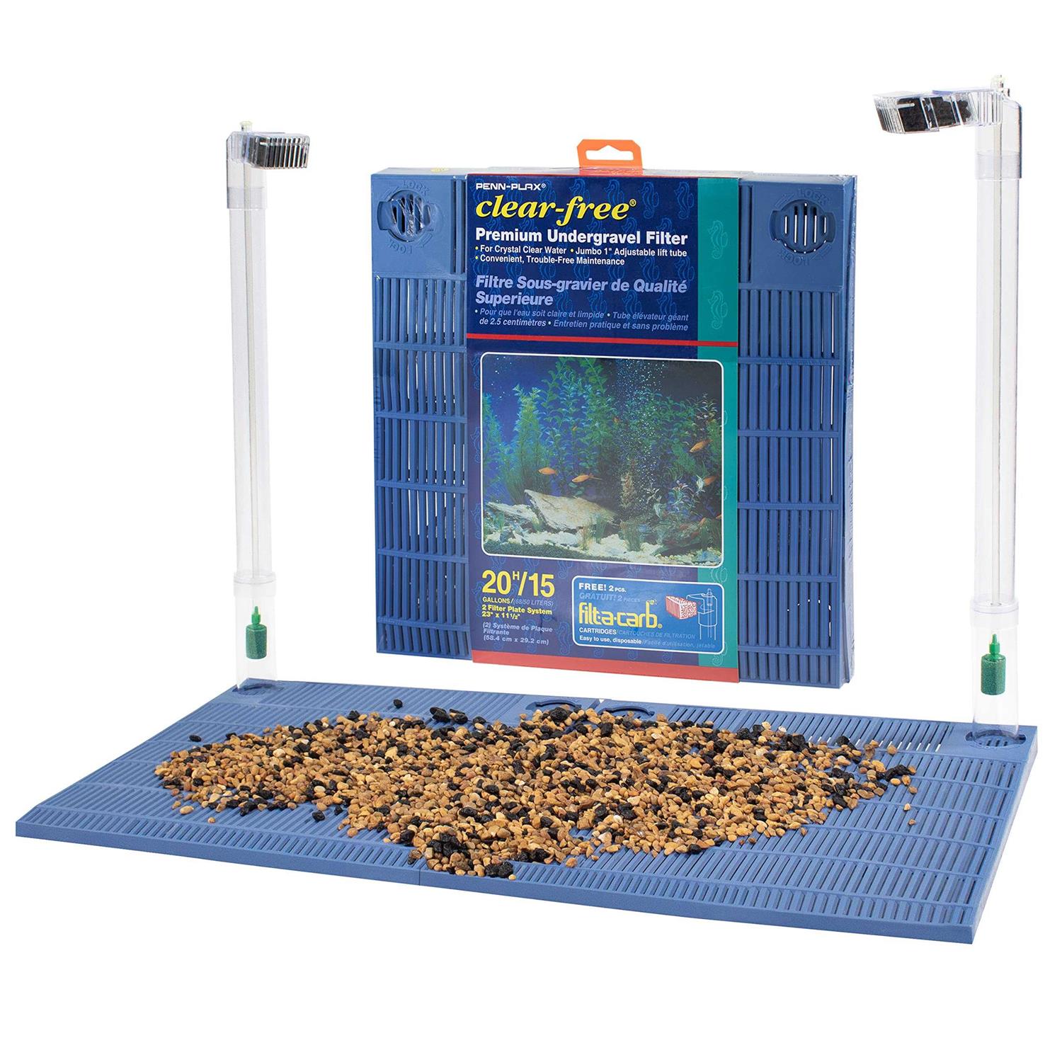 Penn-Plax Clear-Free Premium Under Gravel Aquarium Filter for 15 20 Gallon Tanks - Healthber