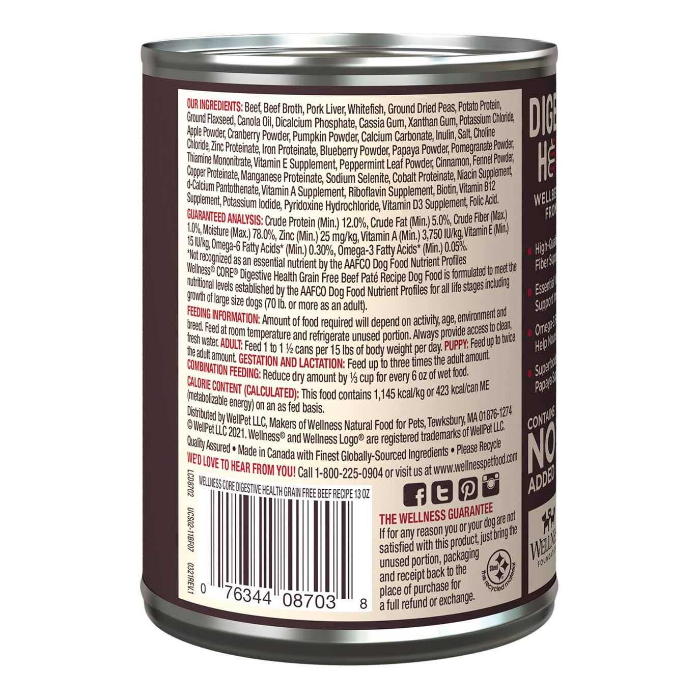 Wellness Core Digestive Health Beef Grain Free Wet Dog Food - Healthber