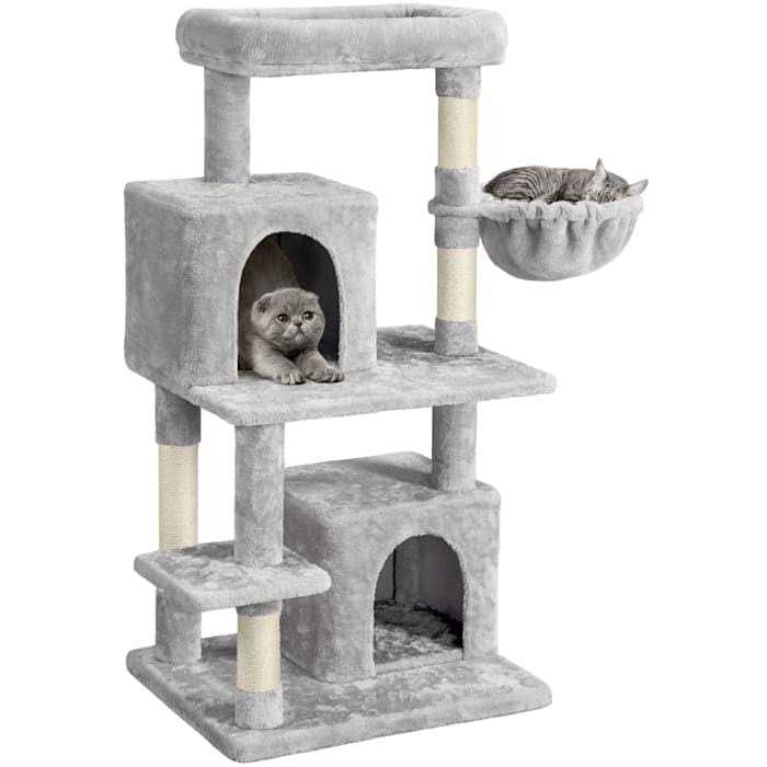 Topeakmart Gray Cat Tree with Two Condos - Healthber