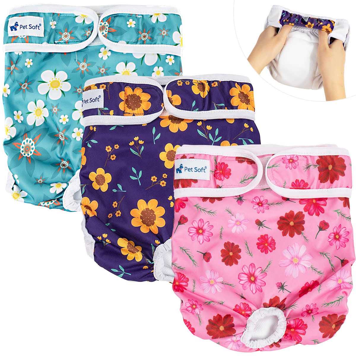 Pet Soft Washable Female Diapers Female Dog Diapers Comfort Reusable Doggy Diapers for Girl Dog in Period Heat - Healthber