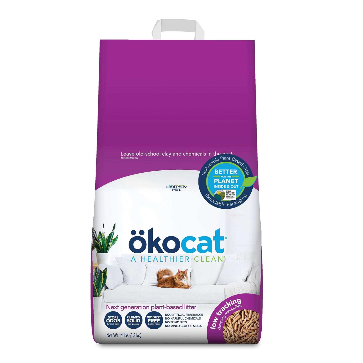 Okocat Low Tracking Clumping Mini Pellets Wood Cat Litter - Healthber