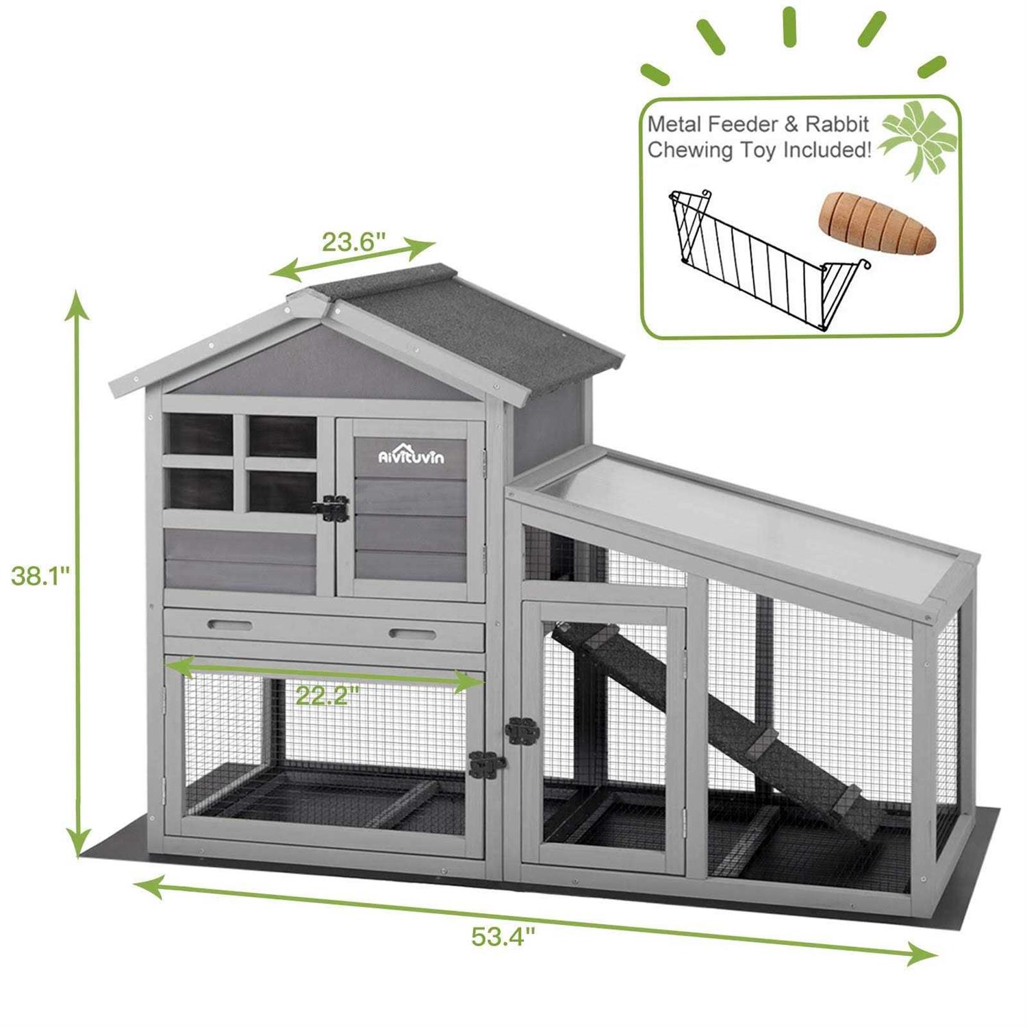 Gutinneen Rabbit House Indoor Outdoor Rabbit Hutch with Ventilation Door,Wooden Bunny cage with No LeakageTray - Healthber
