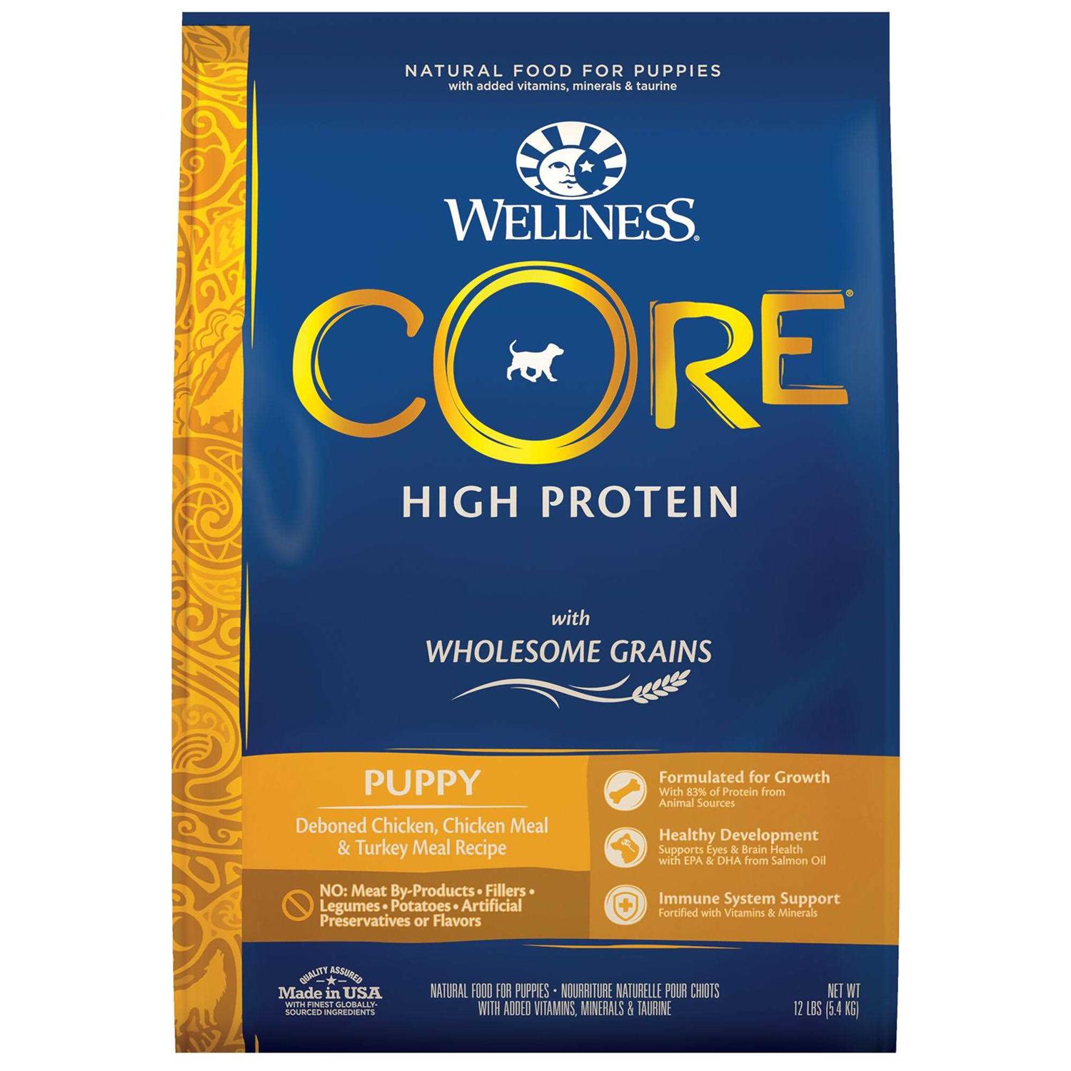 Wellness CORE High Protein Wholesome Grains Puppy Recipe Dry Dog Food - Healthber