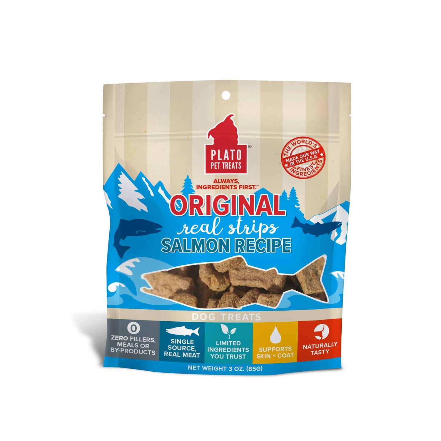 Plato Real Strips Salmon Dog Treats - Healthber